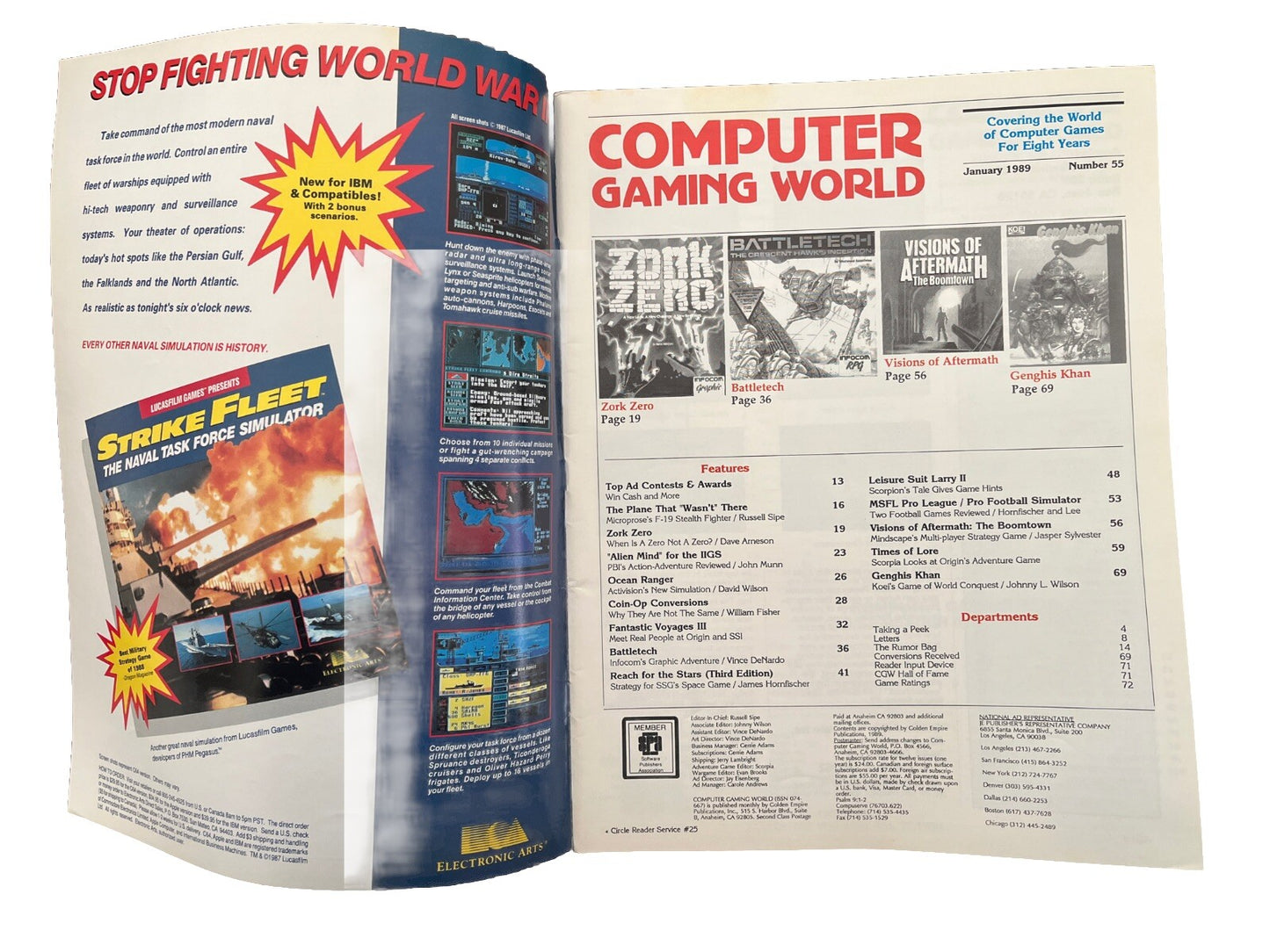 Computer Gaming World PC Game Magazine #55 Jan 1989 Dangerous Futures