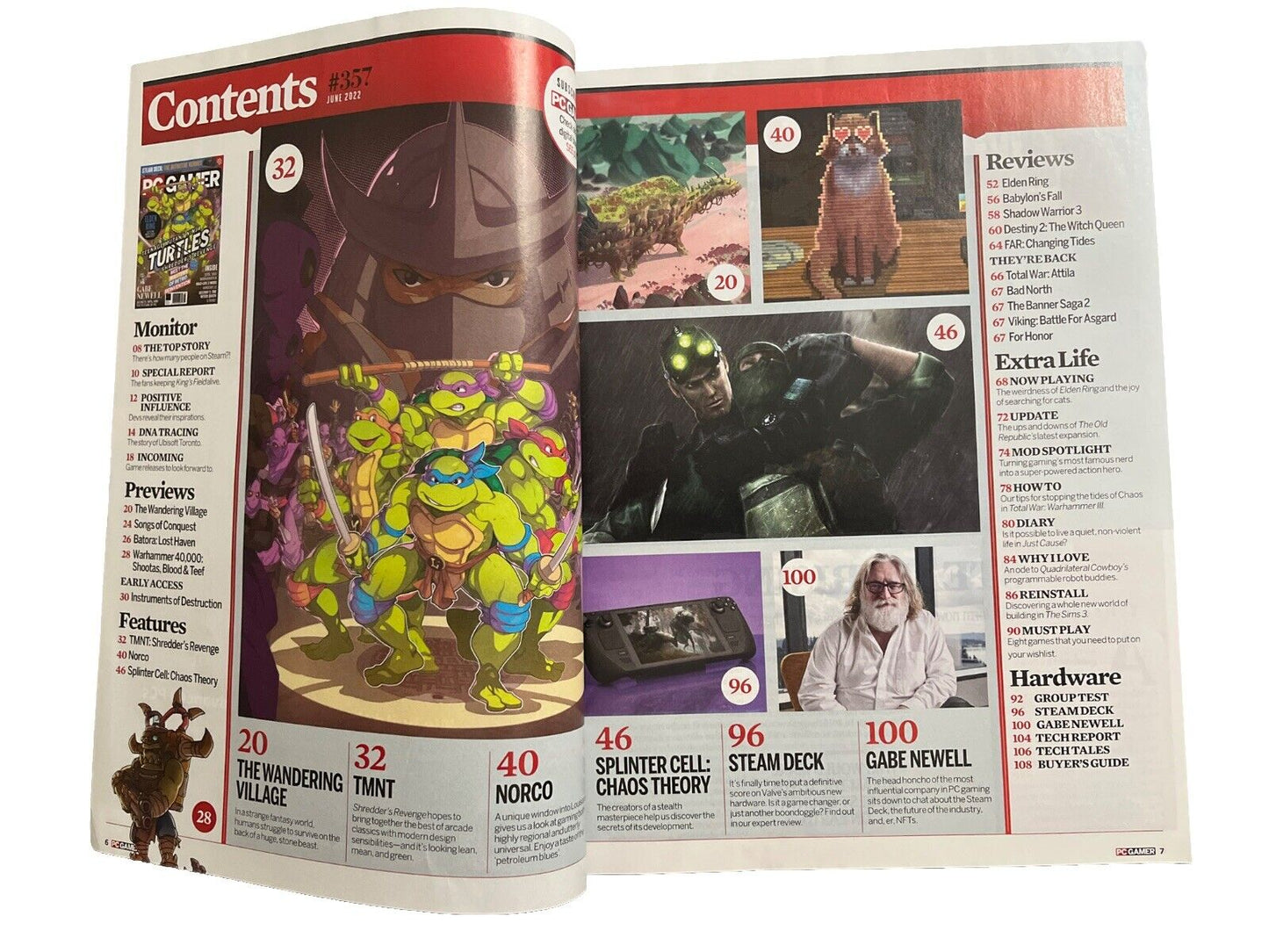 June 2022#357 PC Gamer Computer Video Game Magazine Teenage Mutant Ninja Turtles