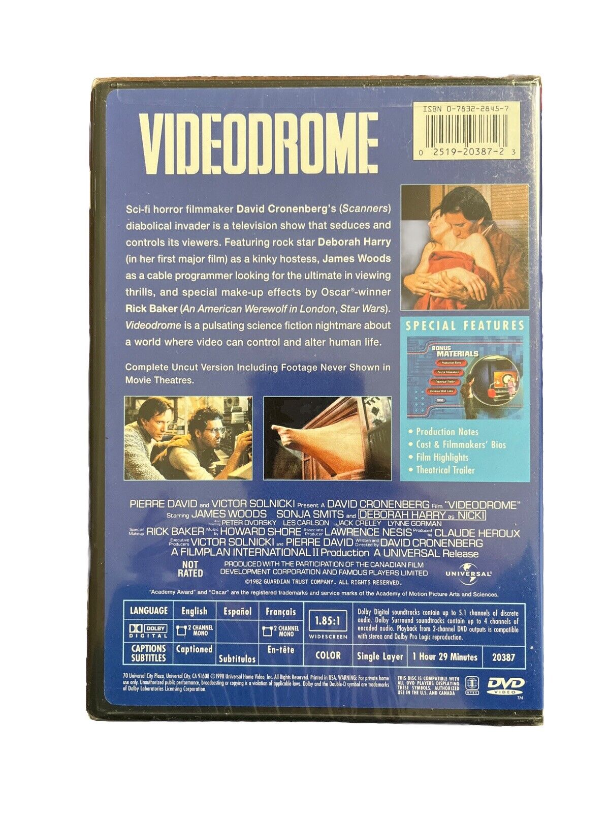 Vintage Collectable Movie Videodrome (DVD, 1998, Widescreen)