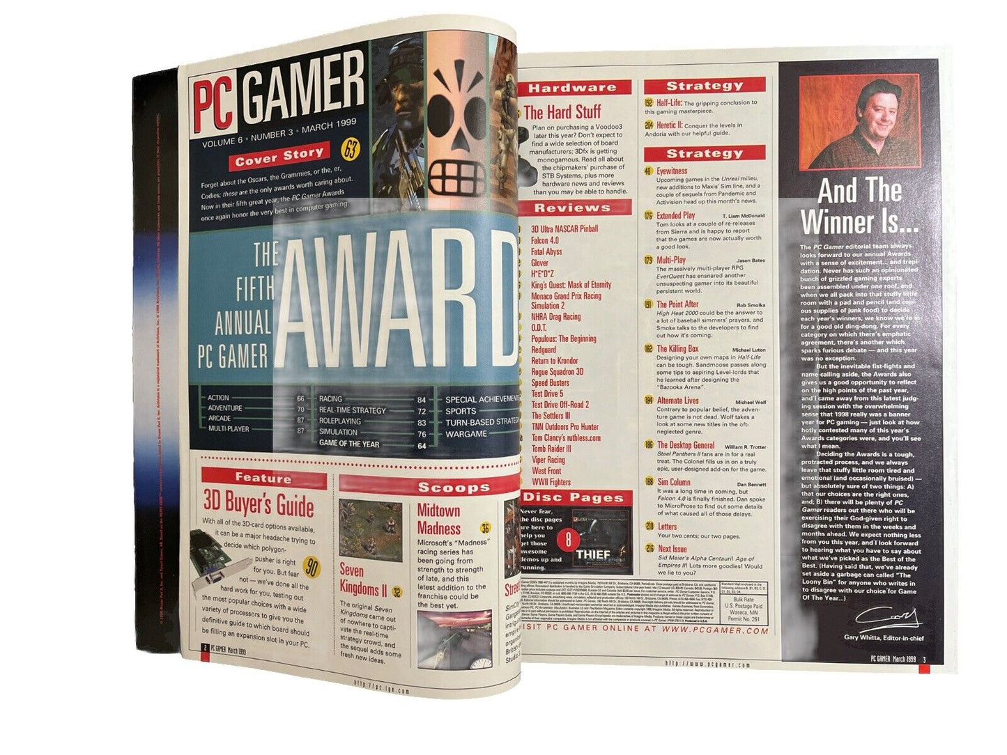 Vintage PC GAMER Magazine Vol.6 No.3 March 1999 The Fifth Annual PC Gamer Awards