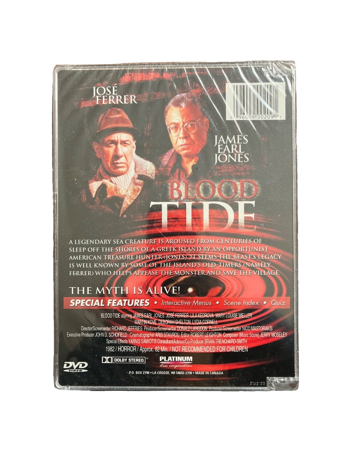 Vintage Movie Blood Tide 1982 DVD Starring Jose Ferrer and James Earl Jones