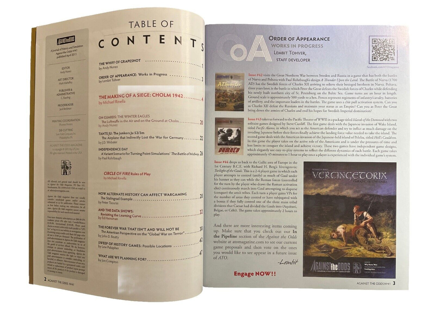 Against the Odds Wargame Magazine #41 With Historical Board Game -Circle of Fire