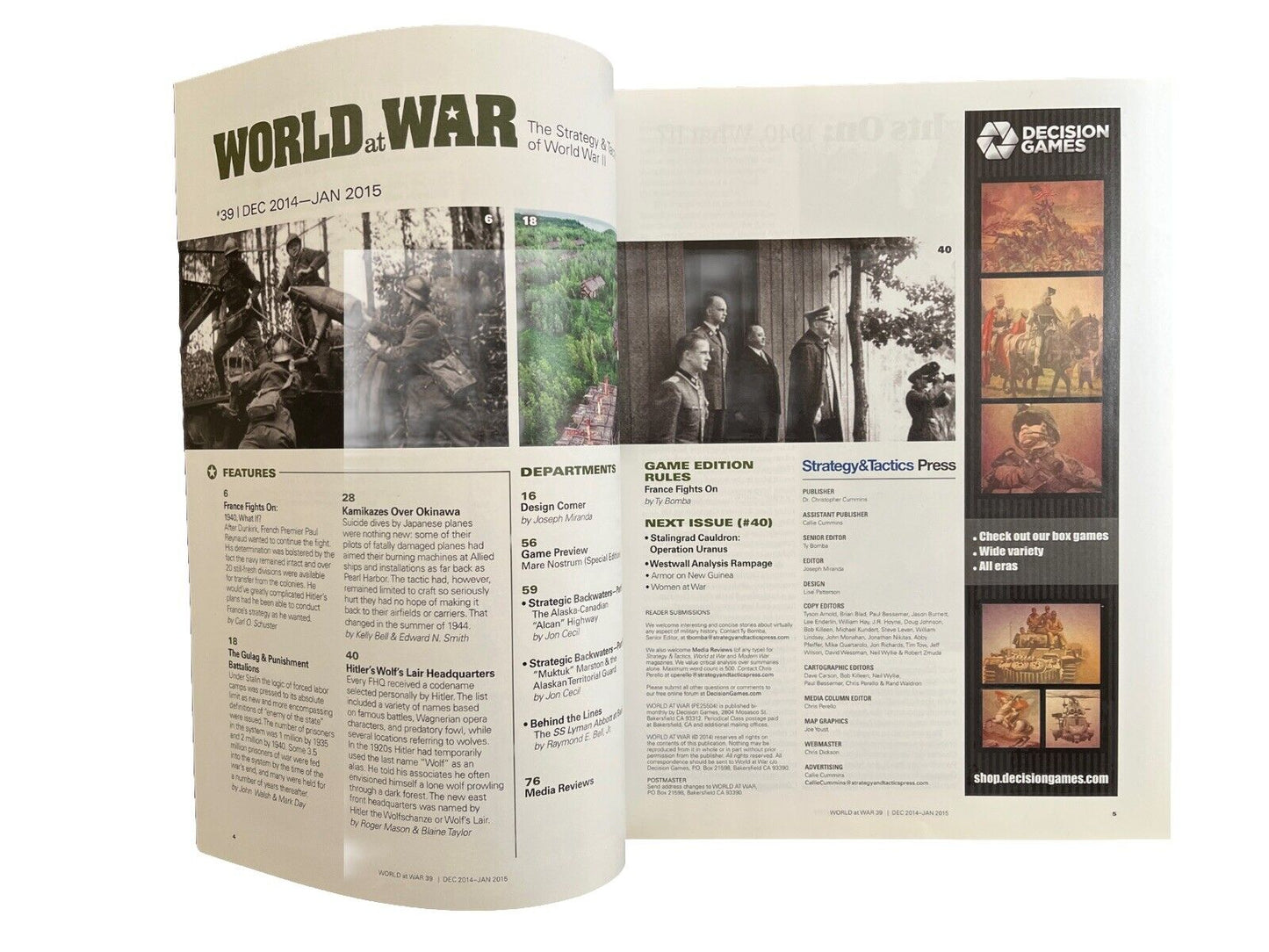 World At War Magazine #39 And Military History Board Game - France Fights On