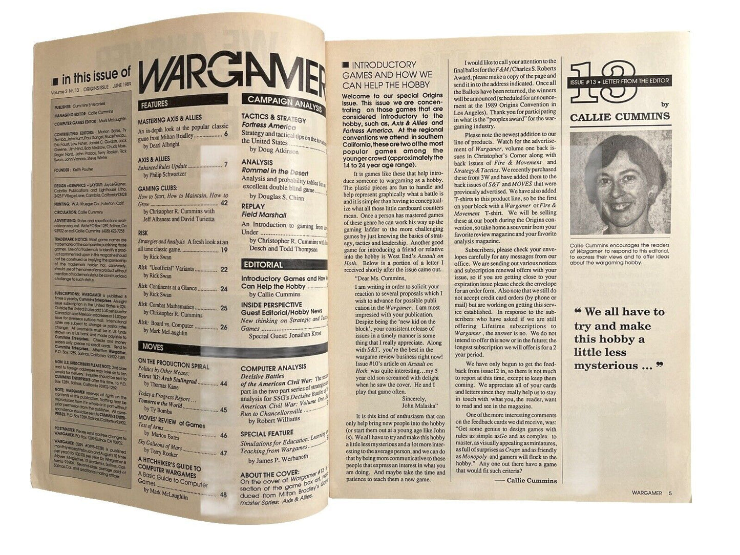 Collectable Vintage WARGAMER Magazine VOL.2 #13 June 1989 - Axis & Allies