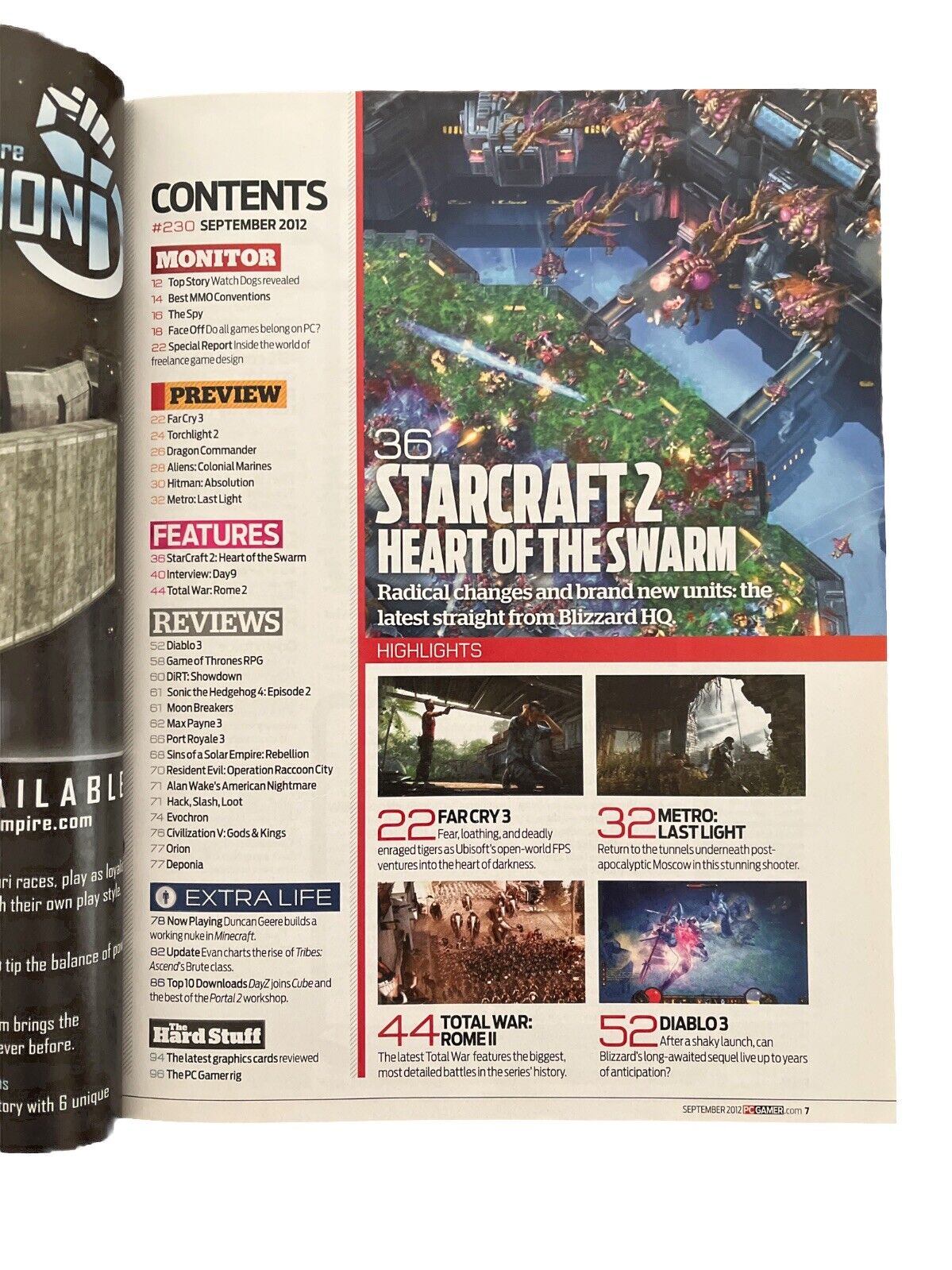 SEPTEMBER 2012 PC GAMER #230 Antique video game magazine - STARCRAFT 2 - Farcry3