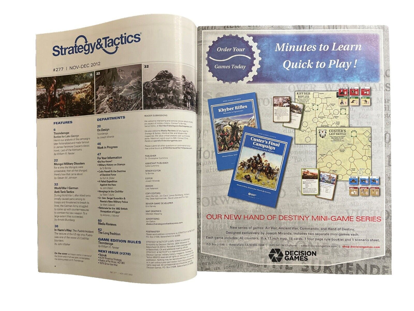 Strategy & Tactics Magazine #277 & Wargame Ticonderoga: Battles for Lake George