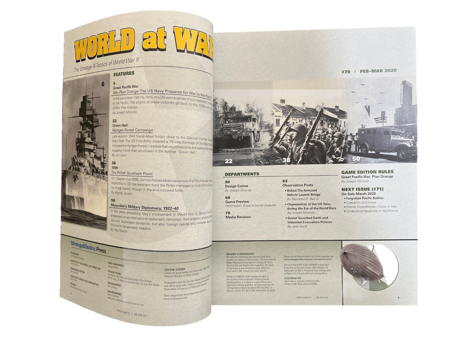 Vintage World At War Board Game Magazine #70 Feb-Mar 2020 - War Plan Orange