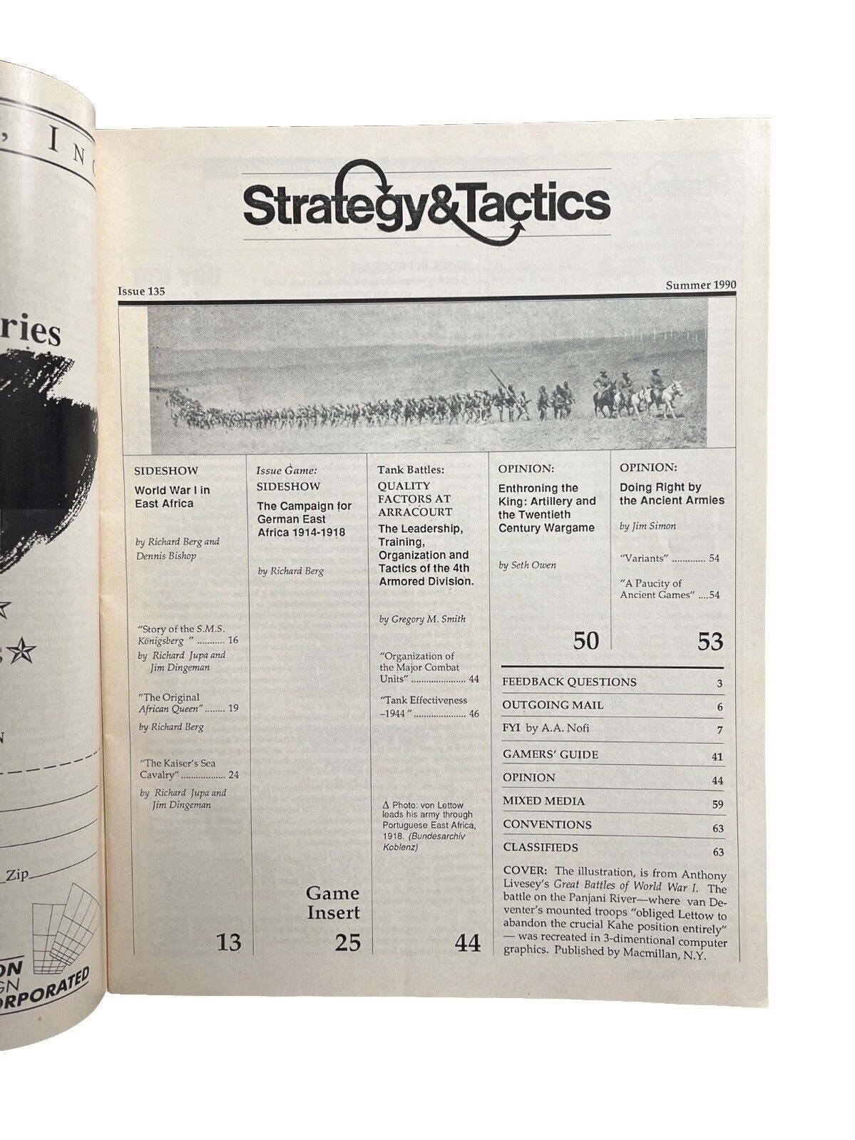 Strategy & Tactics Combat Wargame Magazine #135 Sideshow German East Africa 1914