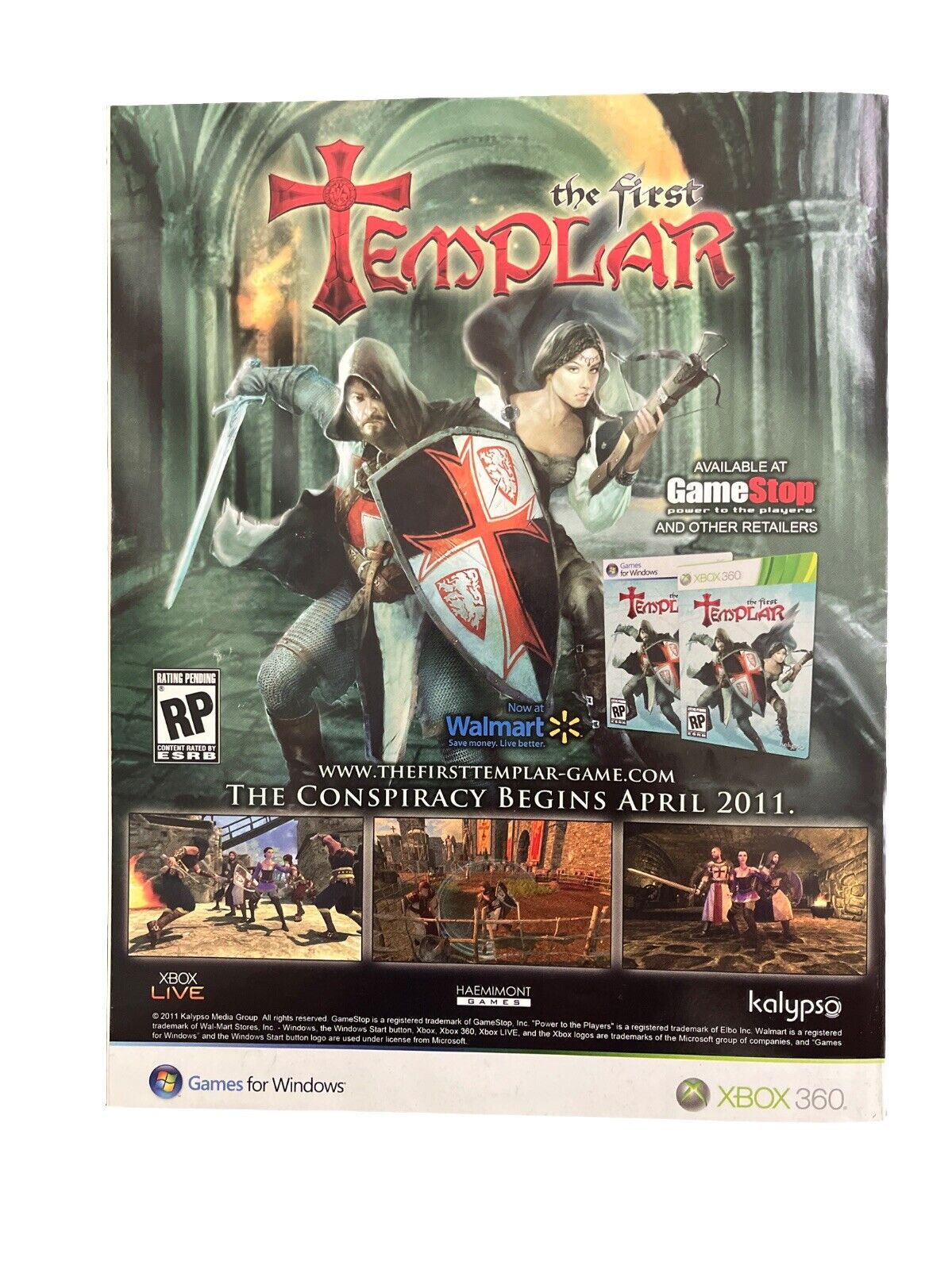 APRIL 2011 PC GAMER #212 video game magazine-The FIRST TEMPLAR-RIFT-Demo Disc