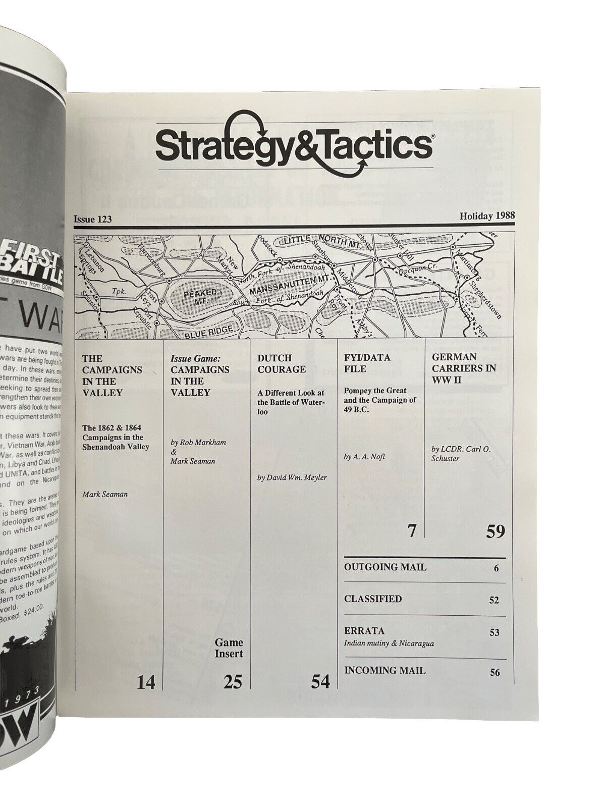 Strategy & Tactics History Wargame Magazine #123 Campaigns In The Valley