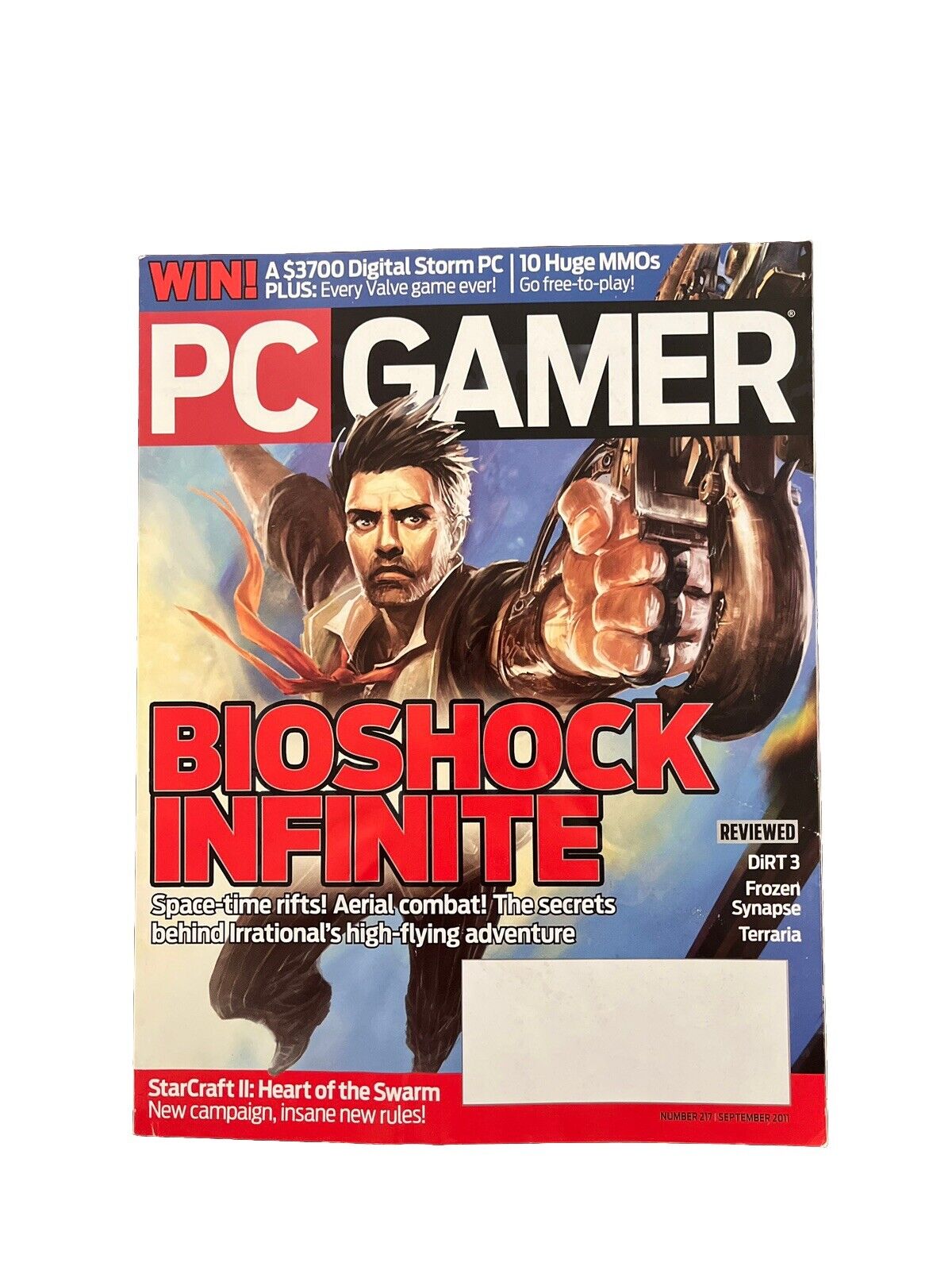 September 2011 PC Gamer #217 Video Game Magazine Bioshock Infinite - Demo Disc