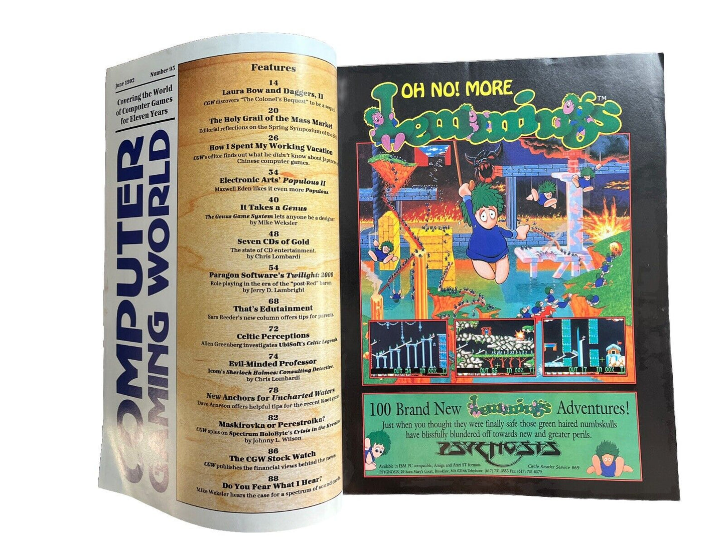 Computer Gaming World Strategy Magazine #95 The Dagger Of Amon-Ra From Sierra