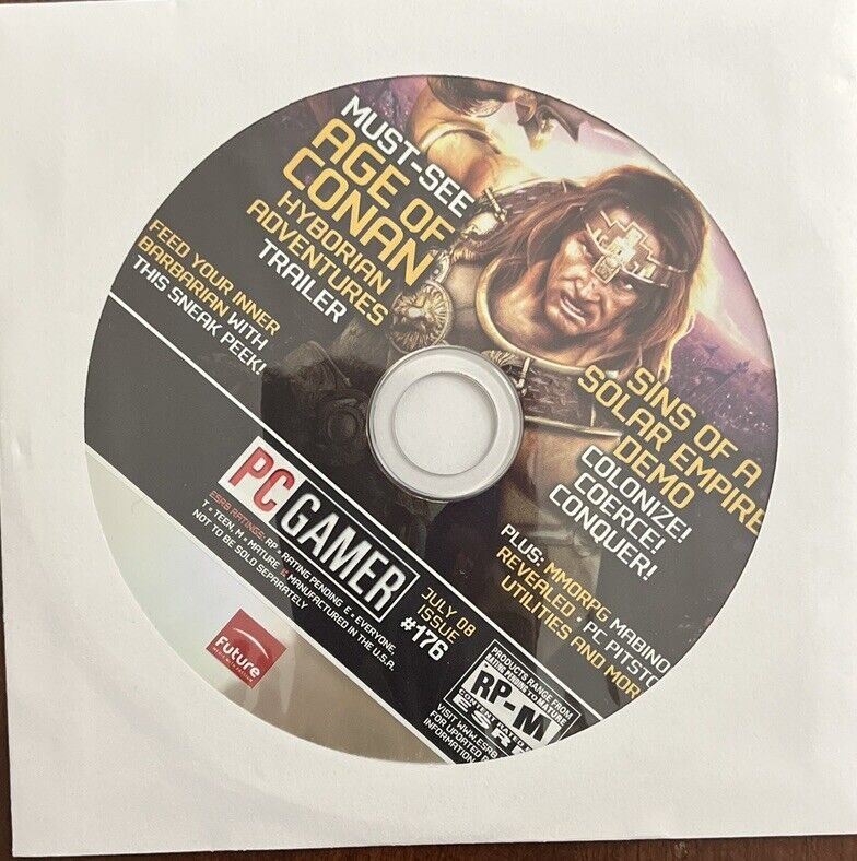 JULY 2008 PC GAMER #176 video game magazine -CONAN HYBORIAN ADVENTURES-Demo Disc