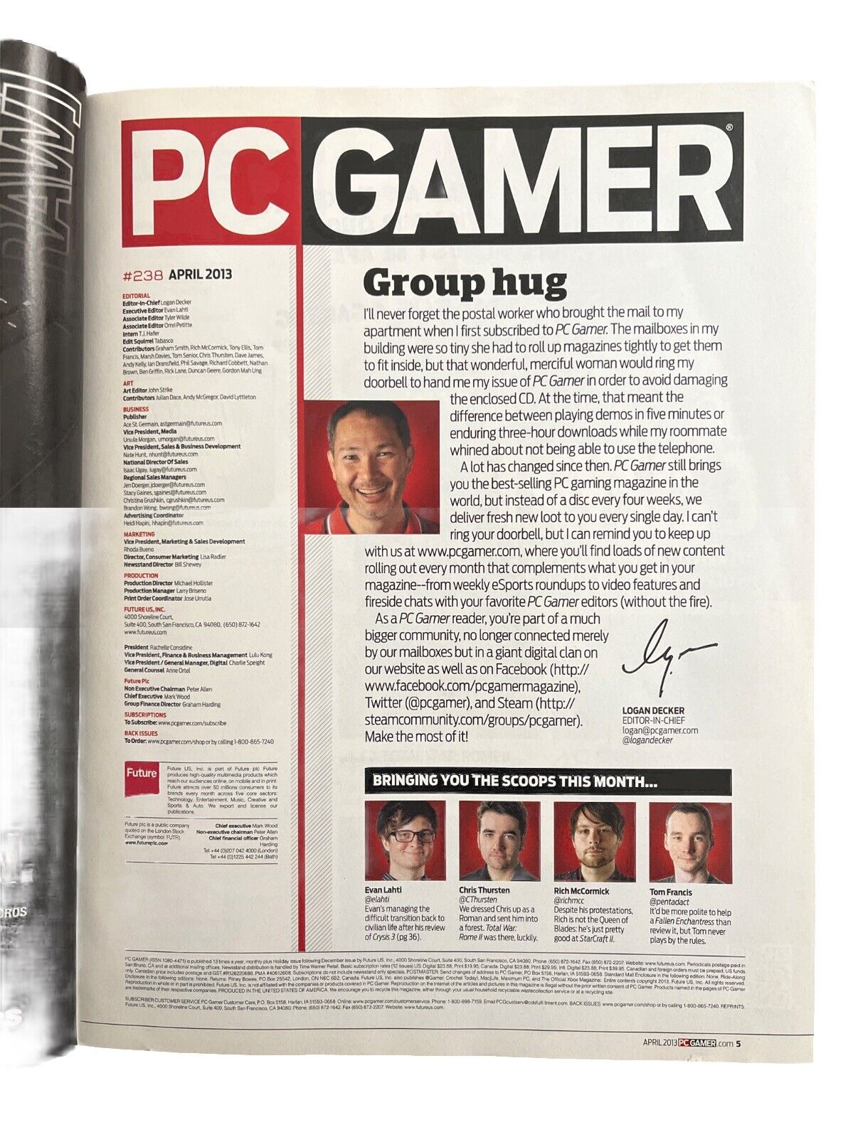 APRIL 2013 #238 PC GAMER Antique Computer video game magazine - CRYSIS 3