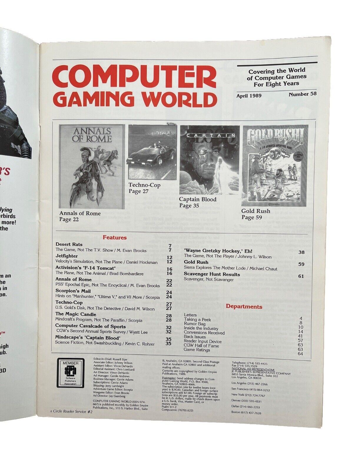 Computer Gaming World Adventure Games Magazine #58 Computer Gavalcade Of Sports