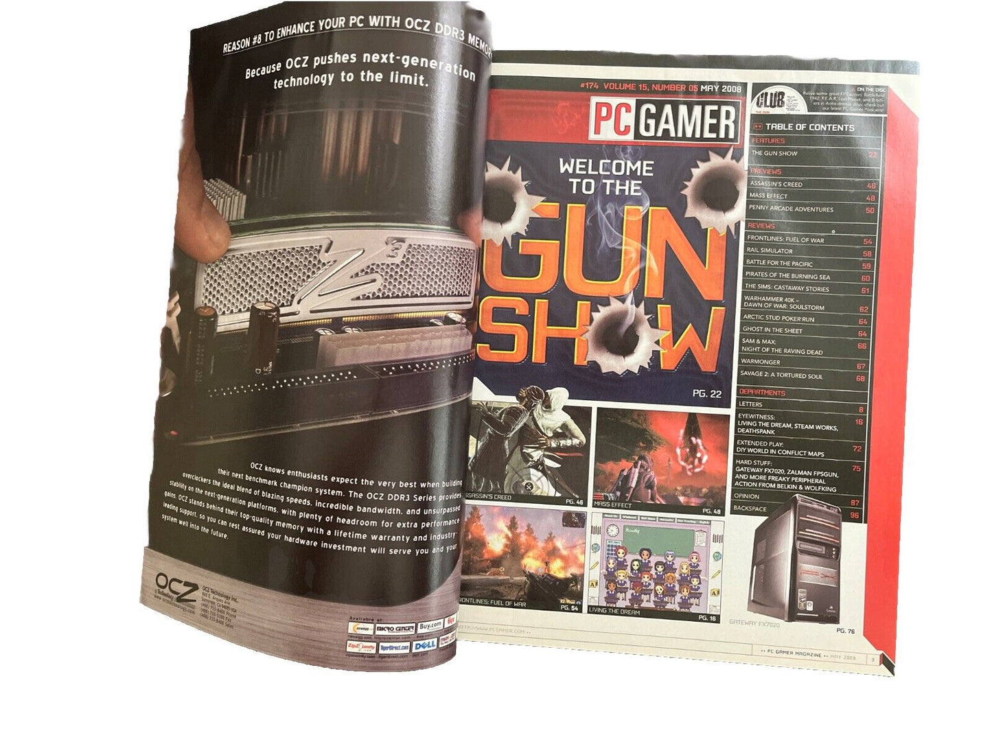 MAY 2008 PC GAMER #174 Antique video game magazine - GUN Show - Demo Disc