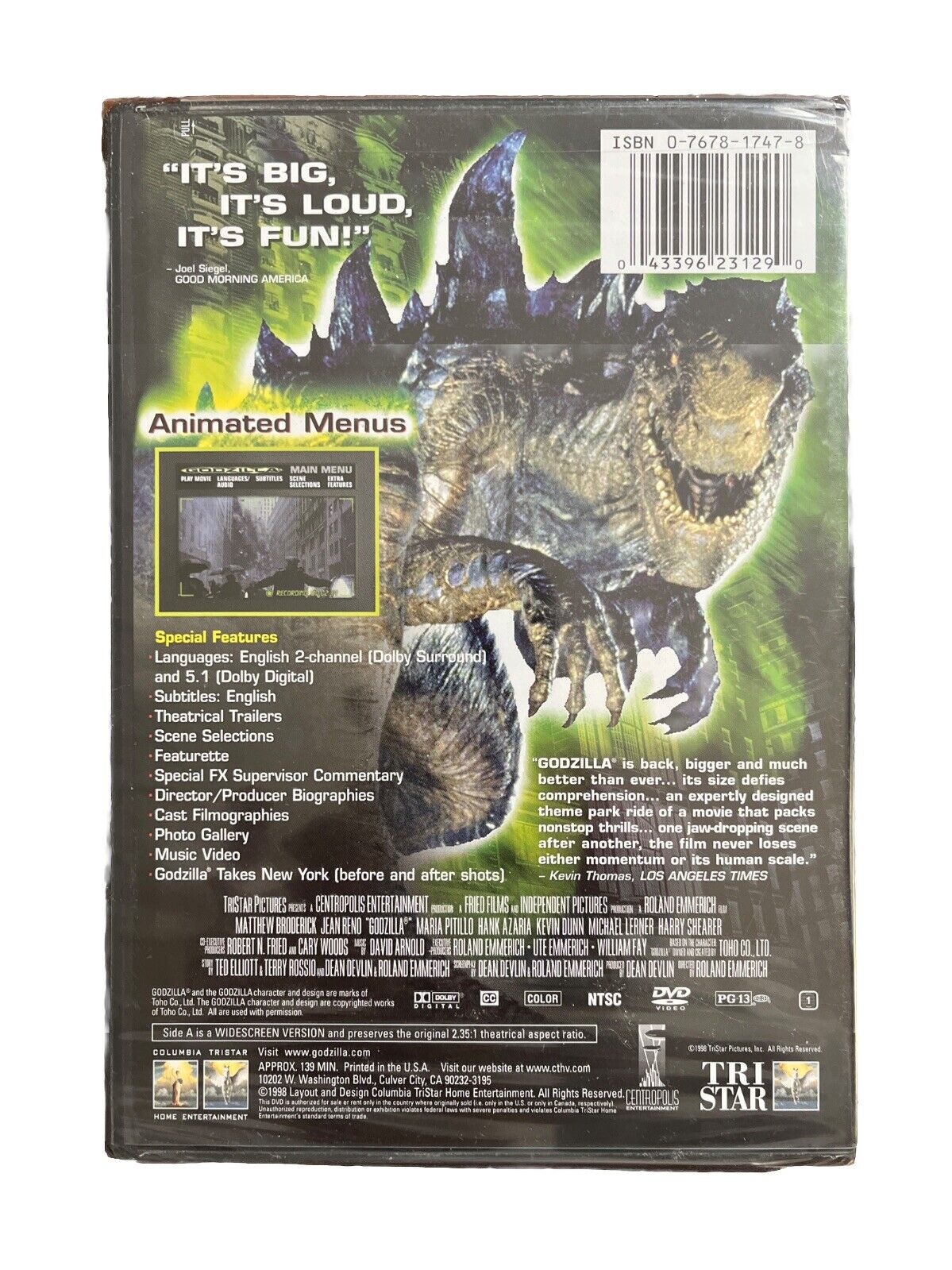 Classic Collectable Film Godzilla (DVD, 1998, Deluxe Widescreen Edition)