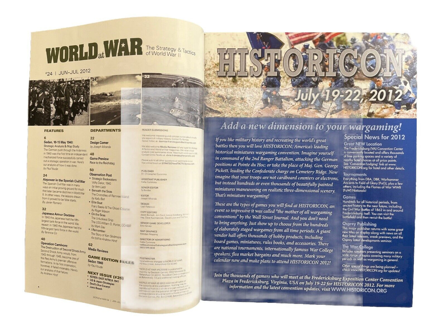 World at War Military History Magazine #24 With Complete War Game - Sedan 1940