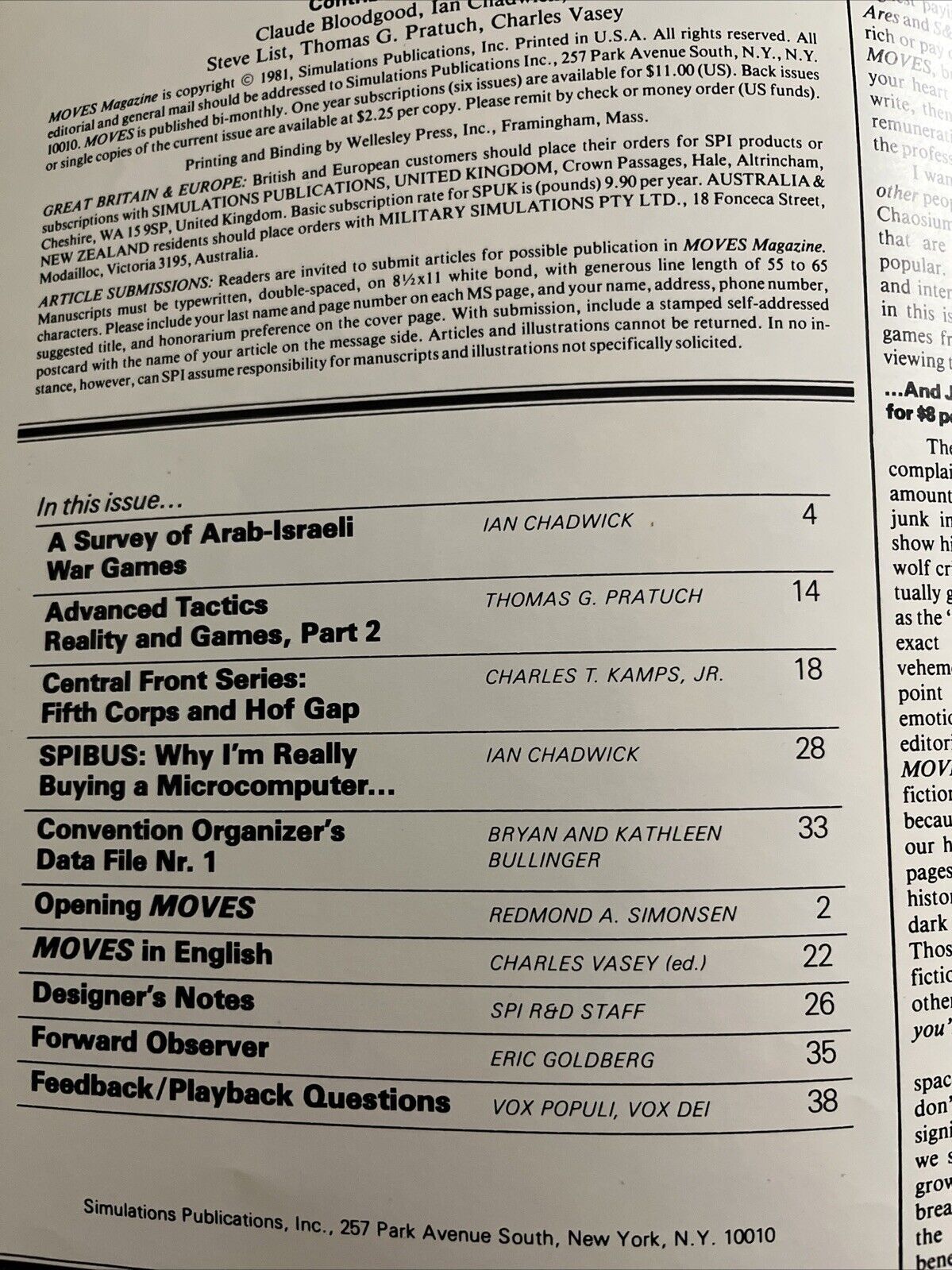 SPI Moves Magazine #55 Arab-Israeli Game Survey, Longest Day