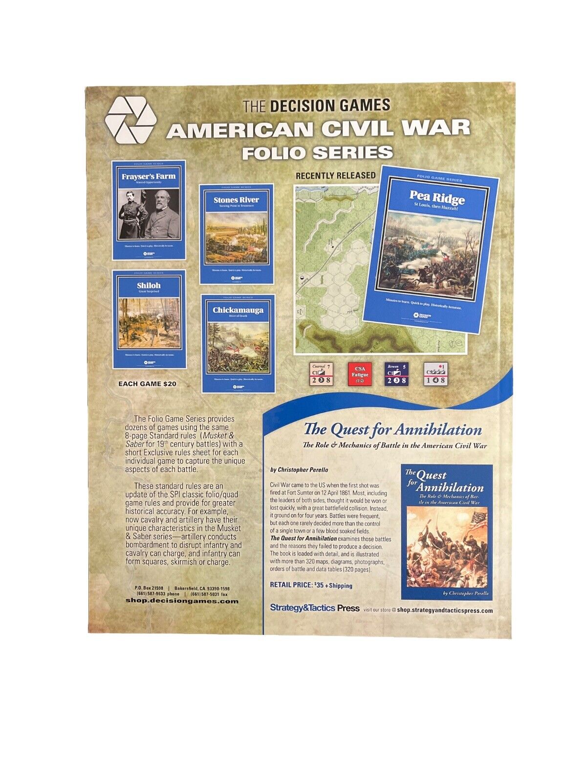 Strategy & Tactics Wargame Magazine #284 With Historical Board Game - Shenandoah