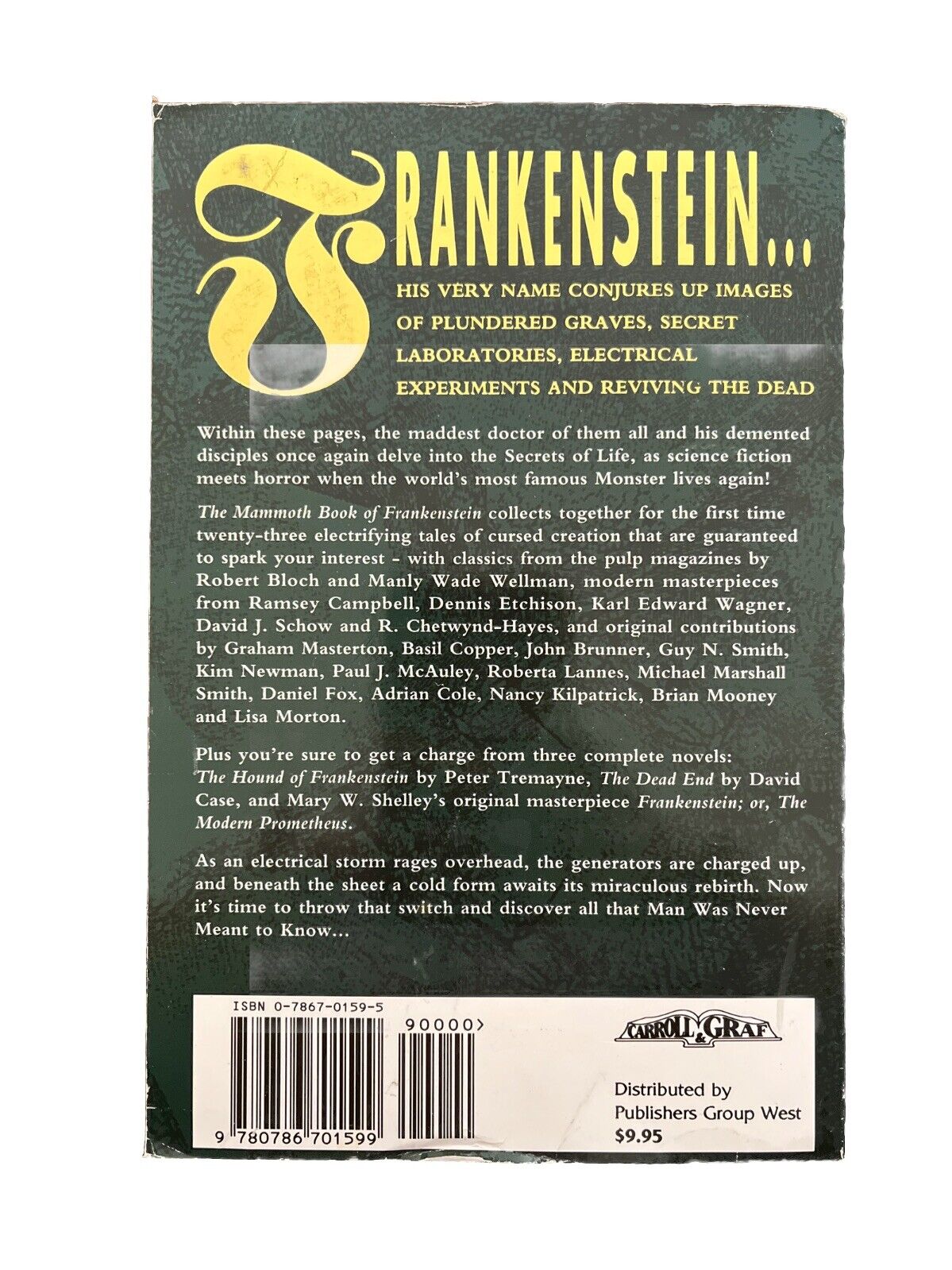 Vintage Novel Collection The Mammoth Book of Frankenstein by Jones Paperback