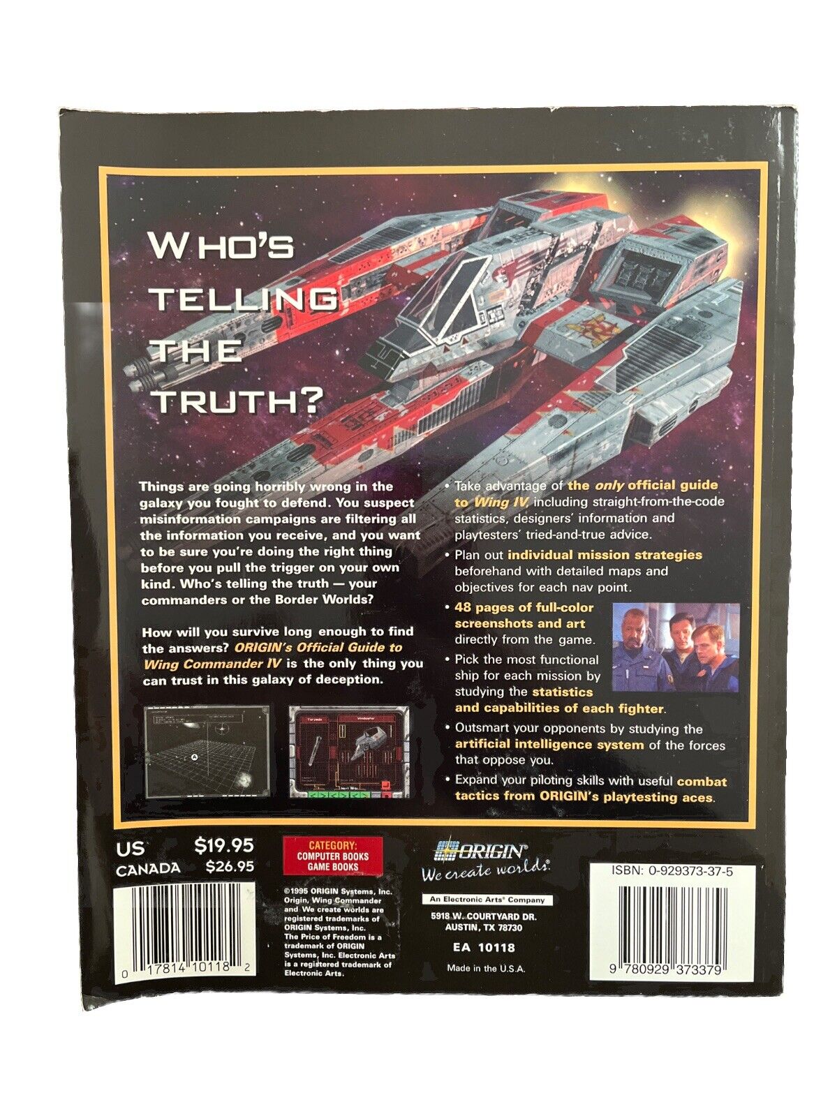 Origin’s Official Guide To Wing Commander The Price of Freedom Game Manual