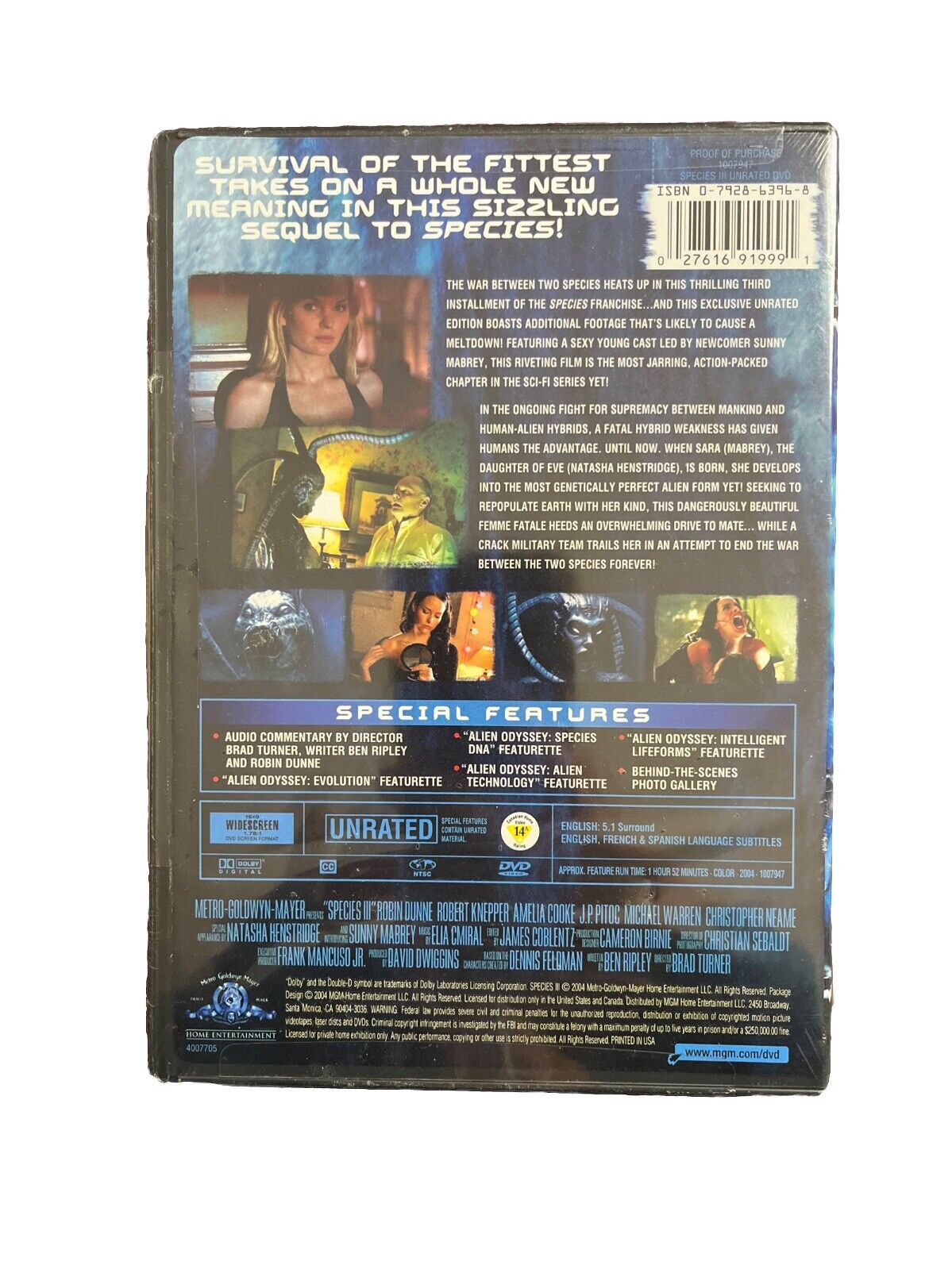 Species 3 (DVD, 2004) Brand New Missing Plastic Sci-Fi III Three MGM