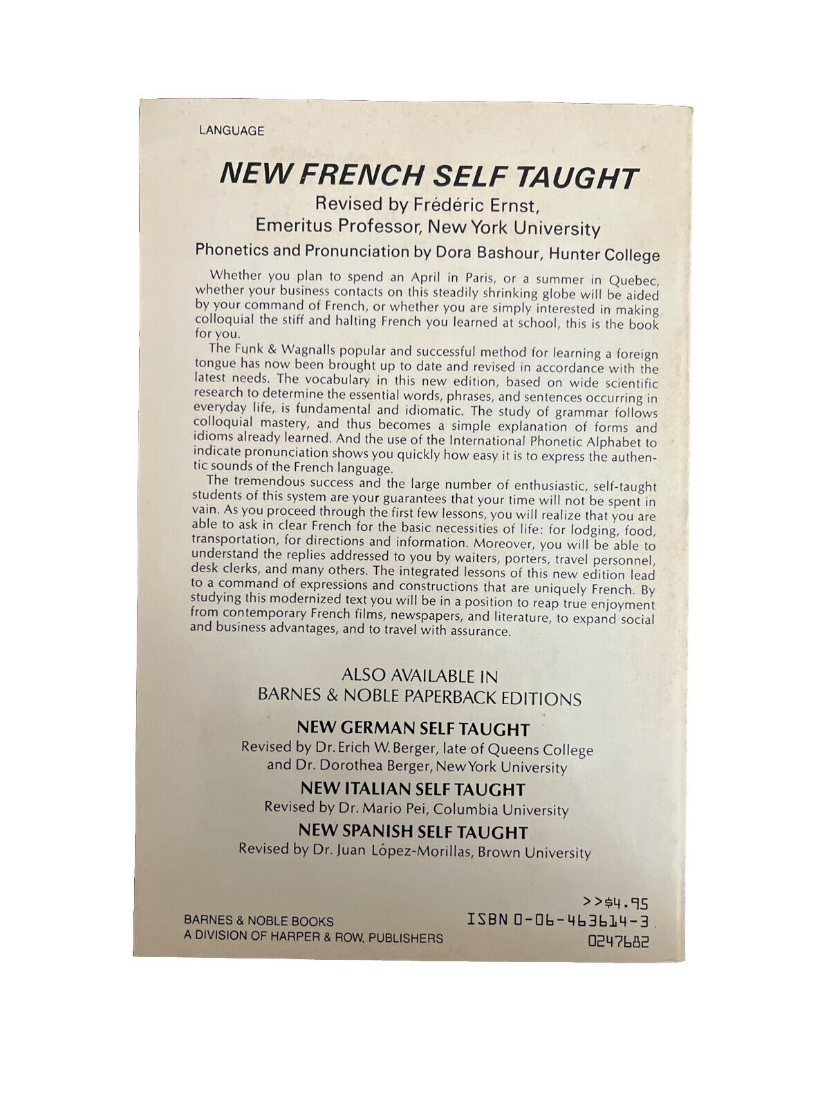 Language Learning Books New French Self-Taught By Frederick Ernst