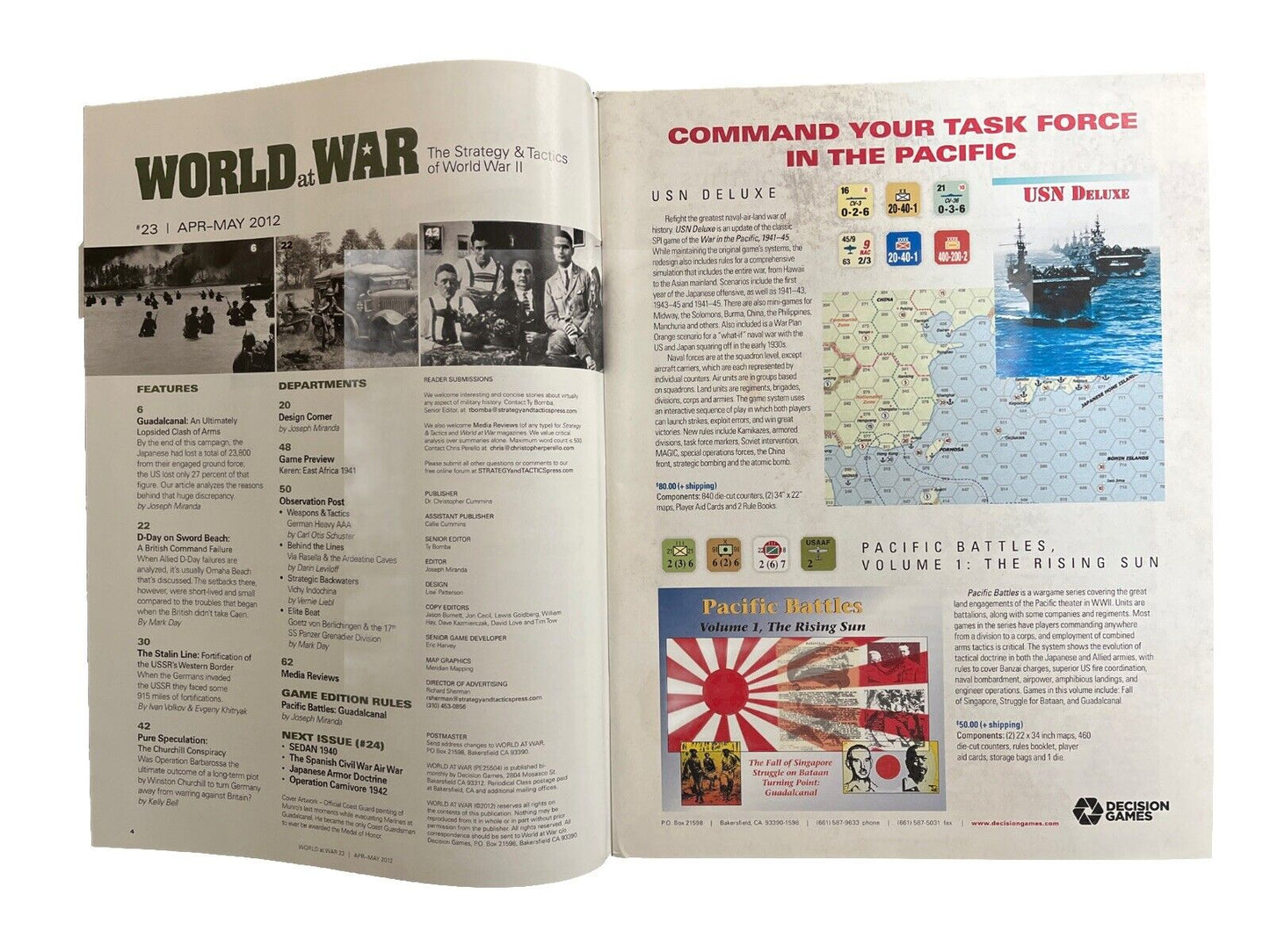 World At War Magazine #23 With Vintage Board Game -Pacific Battles - Guadalcanal