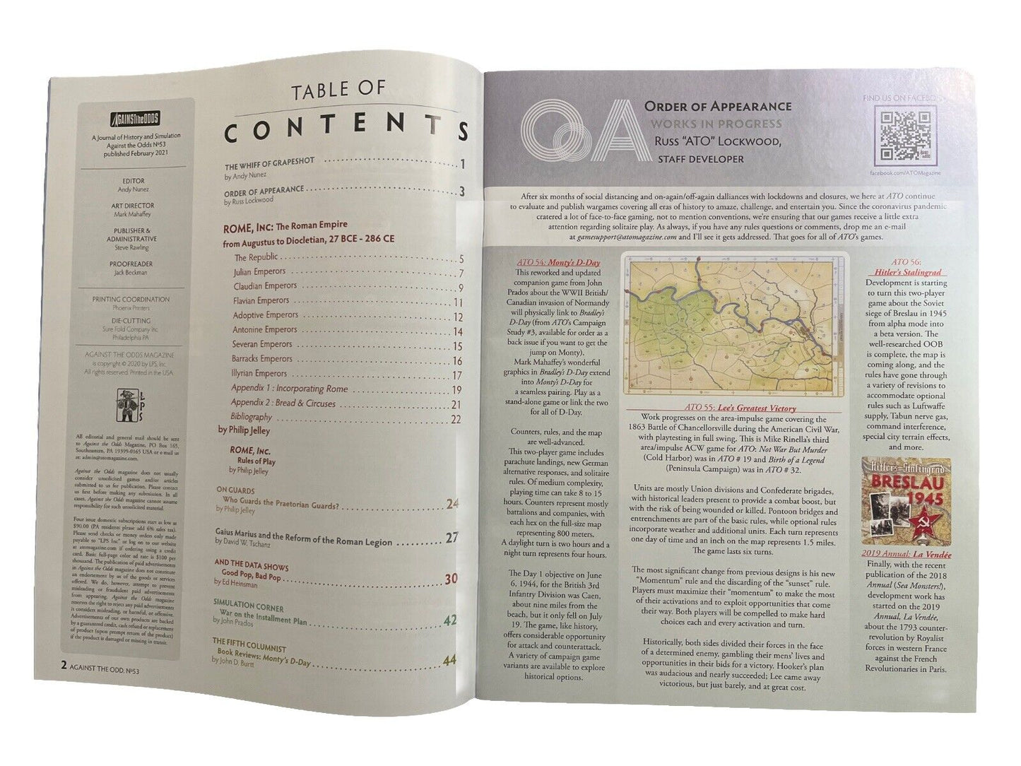 Against The Odds Historical Game Magazine With Complete War Game #53 - ROME Inc