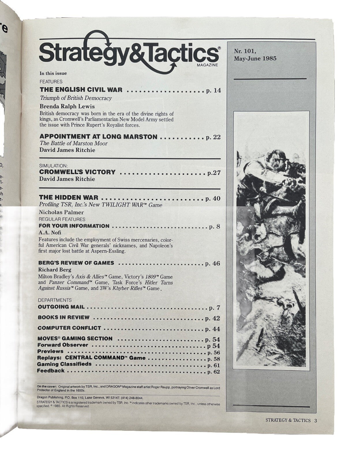 Strategy & Tactics Magazine #101 Cromwell's Victory The Battle Of Marston Moor