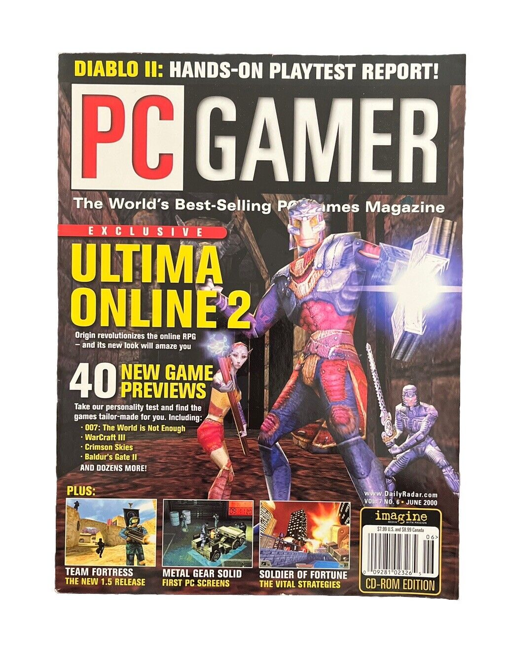 Collectable Vintage PC GAMER Magazine Vol.7 No.6 June 2000 - Ultima Online 2