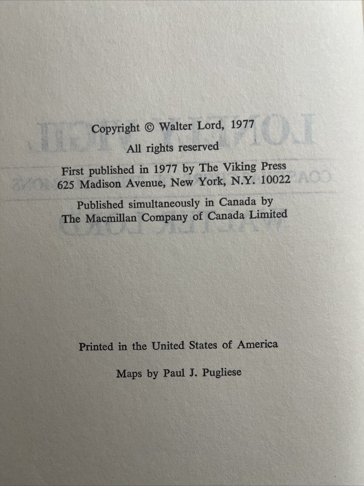 Lonely Vigil by Walter Lord 1977 WWII Historical Collectable Book