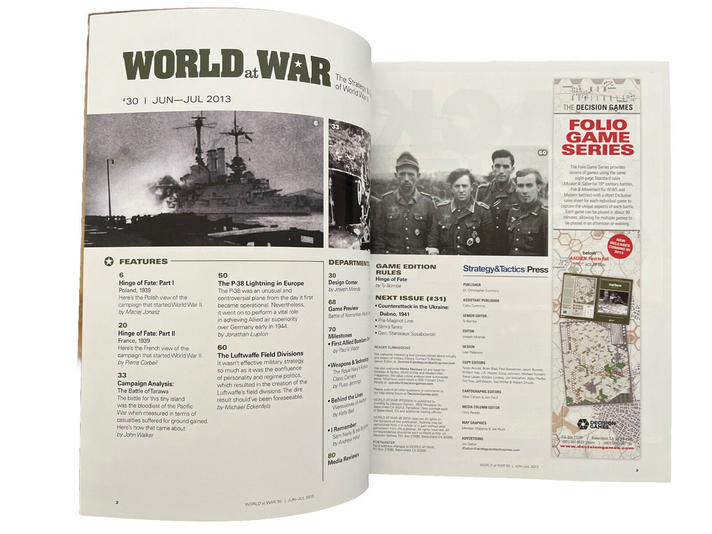 World At War Magazine #30 With Military History Board Game - Hinge Of Fate