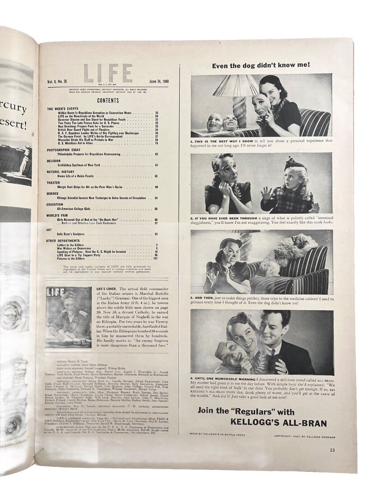 Life Magazine WWII Nazis Bombing Paris June 24 1940 Vol.8 #26 Antique Papers