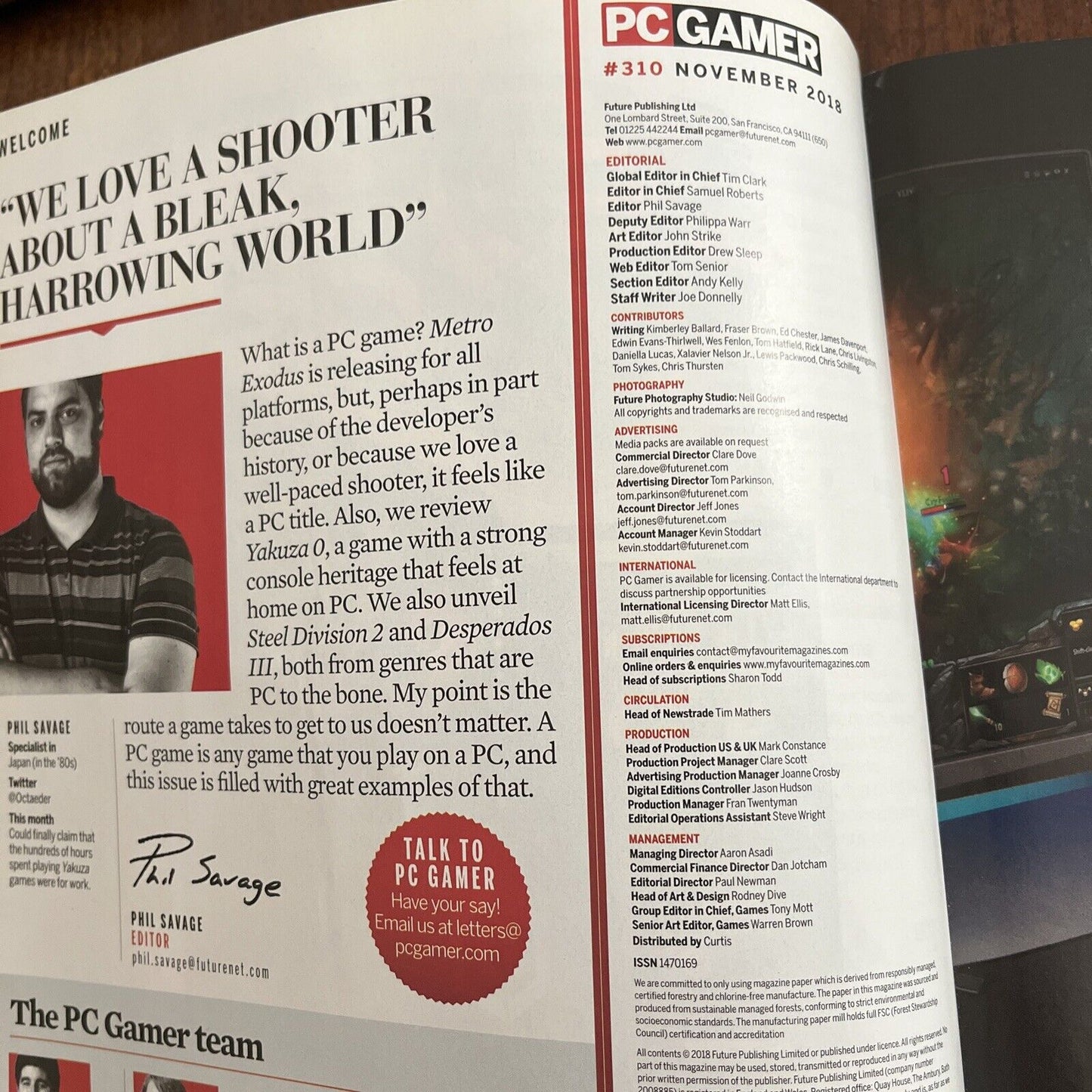 PC Gamer Video Magazine #310 November 2018 Metro Exodus -26 pages of reviews