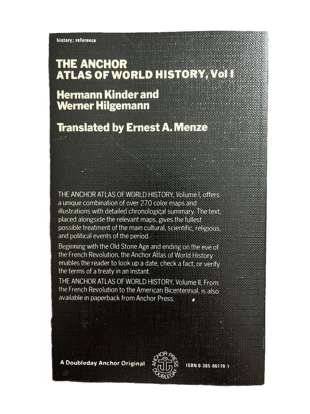 The Anchor Atlas Of World History Book VolI From Stone Age To French Revolution