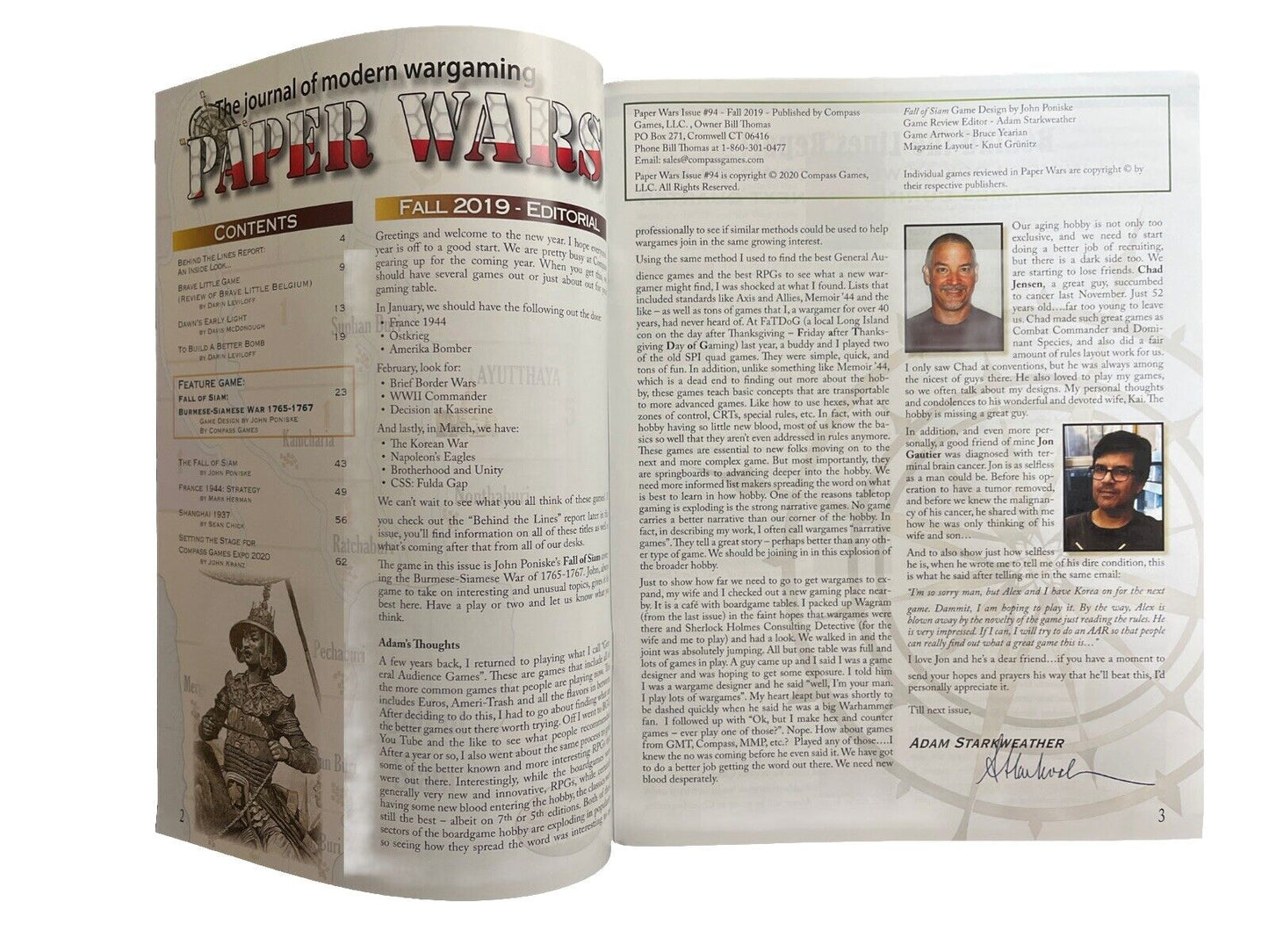 Compass Games Paper Wars Mag #94 With Historical Board Game - Fall of Siam