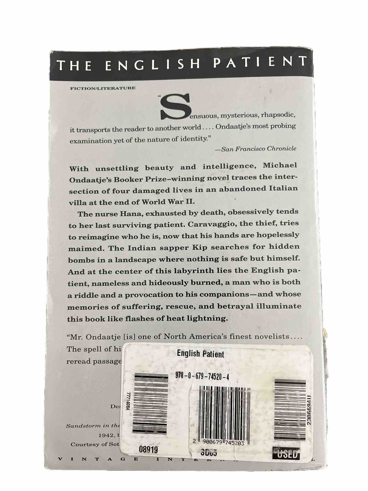 The English Patient - Michael Ondaatje (Paperback, 1992)