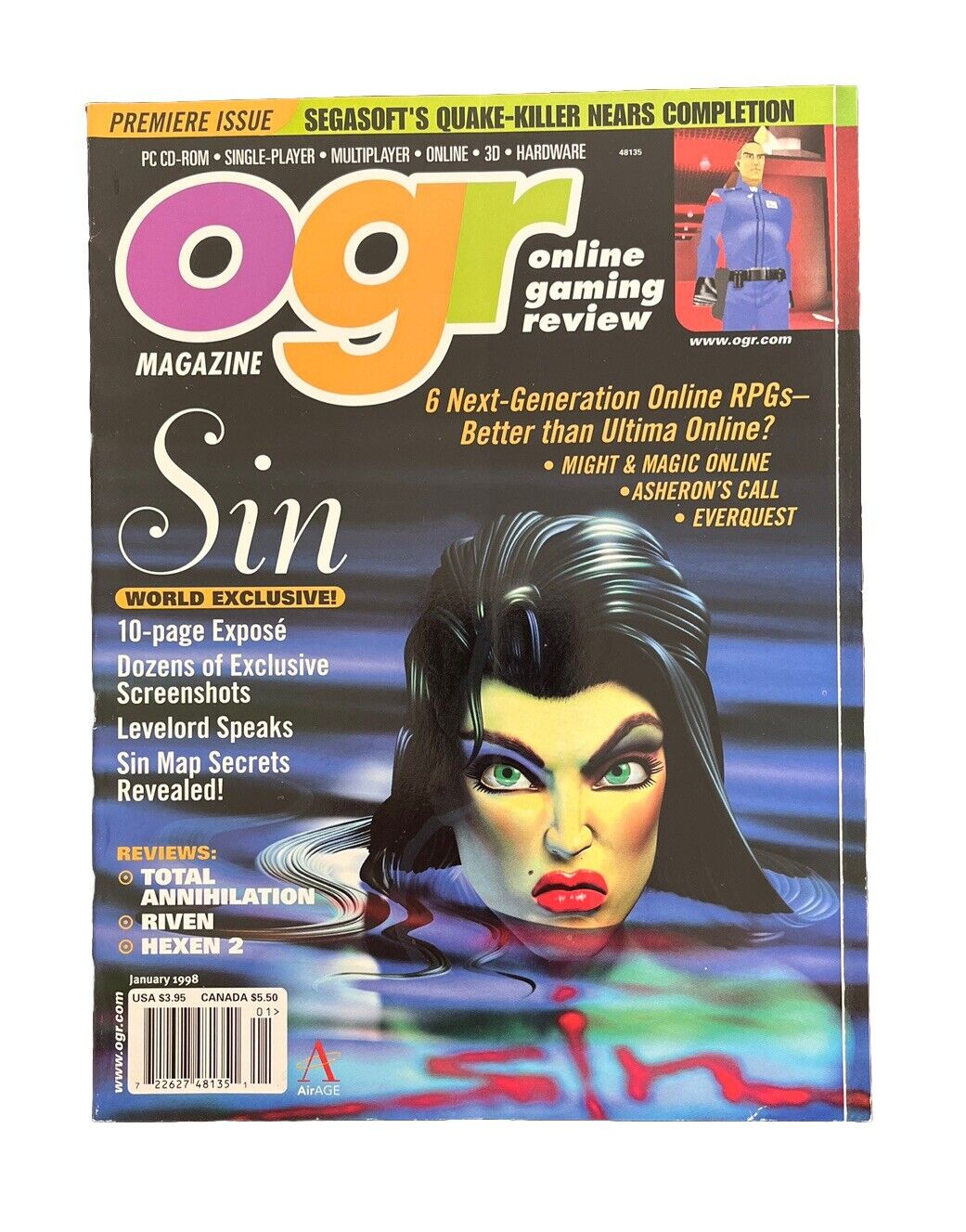 Vintage OGR Online Gaming Review Magazine Premiere Issue January 1998 - Sin