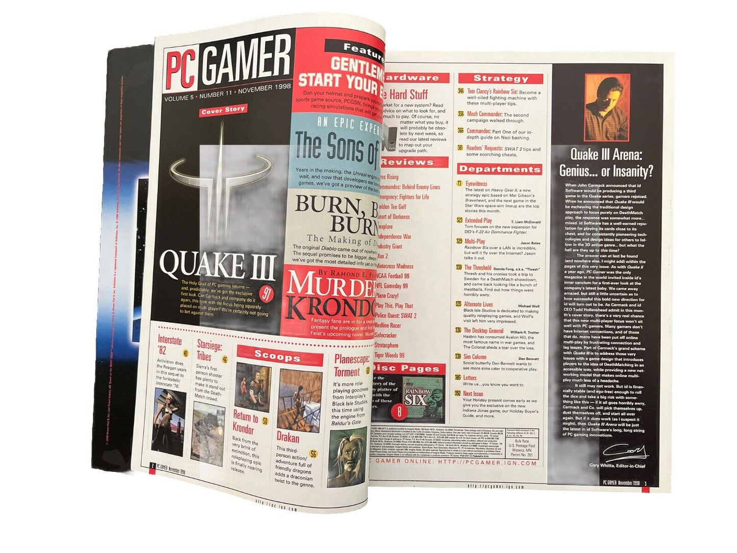 Vintage Collectable PC GAMER Magazine Vol.5 No.11 November 1998 - Quake III