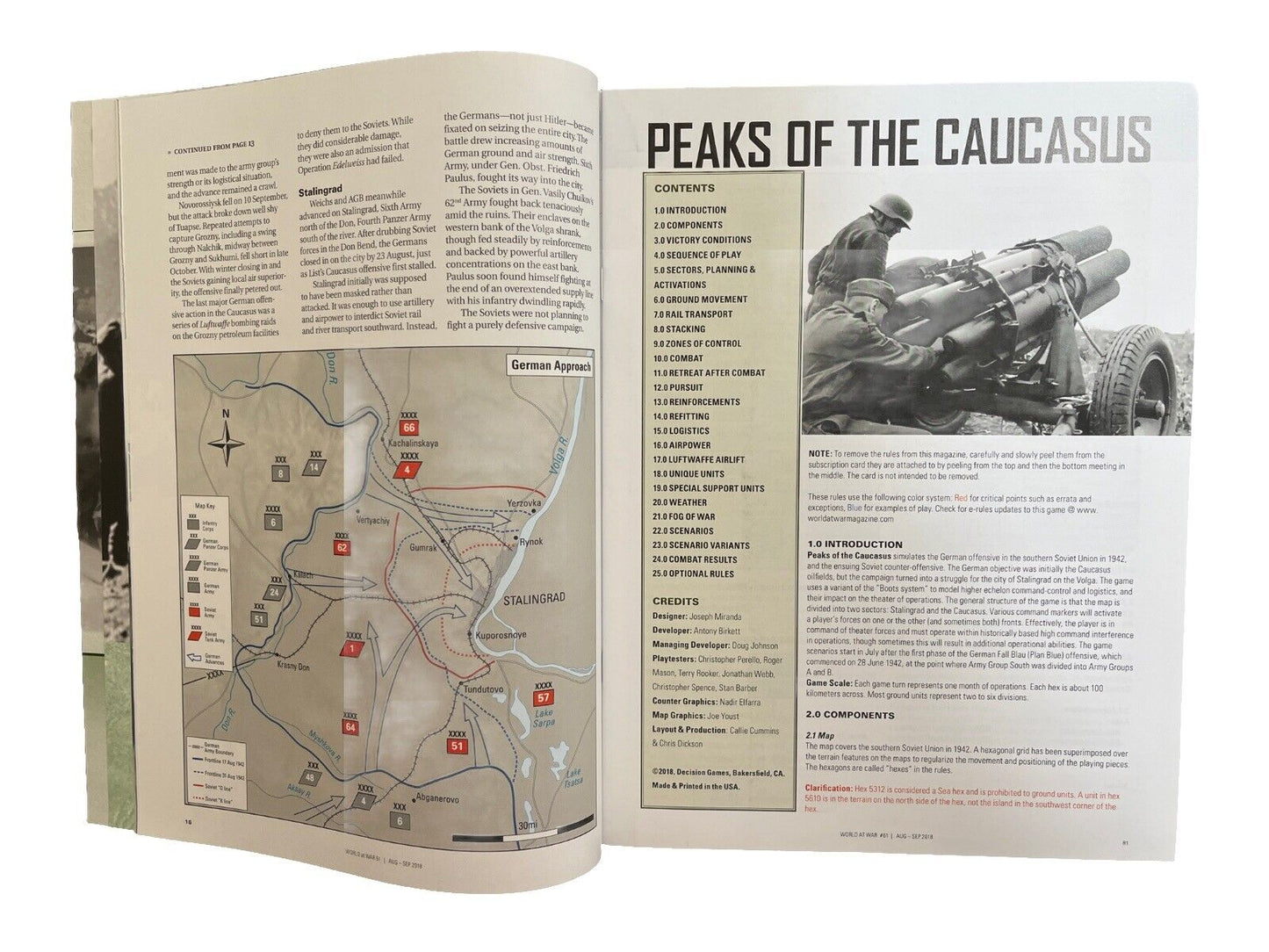 World At War Magazine #61 With Historical Board Game - Peaks of the Caucasus