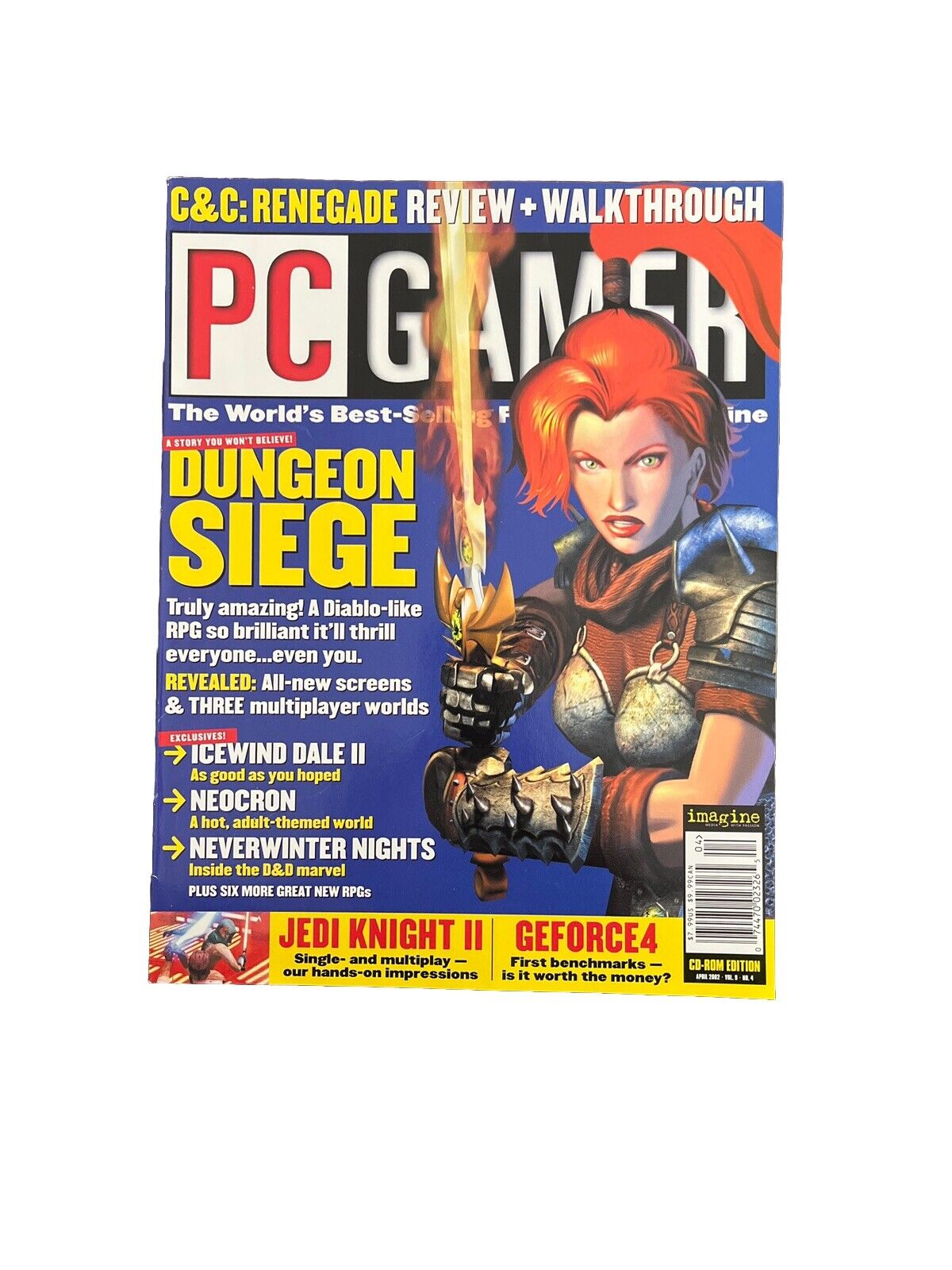 PC Gamer April 2002 #96 Vintage Video Game Magazine Dungeon Siege Vol 9 No 4