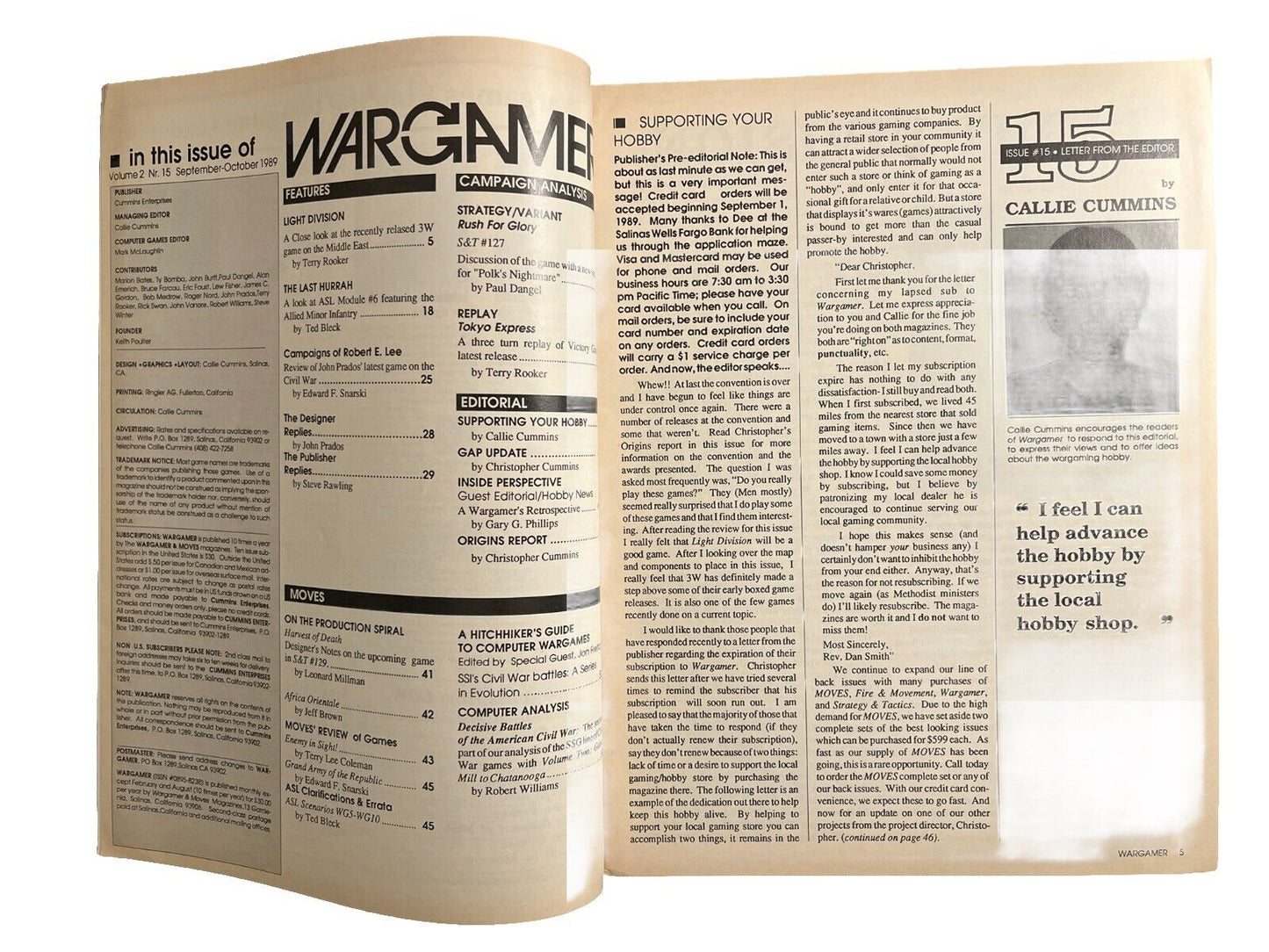 Collectable Vintage WARGAMER Magazine VOL.2 #15 Sep-Oct 1989 - Light Division