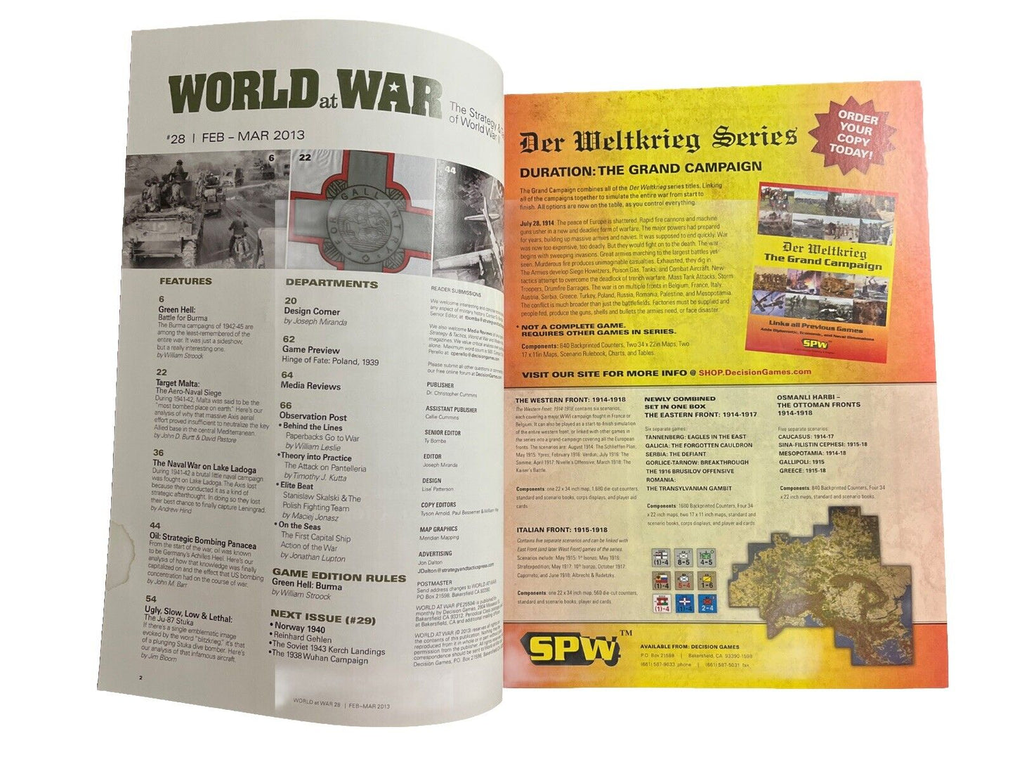 World at War Magazine #28 With Historical Game - Green Hell: Burma 1942-1945