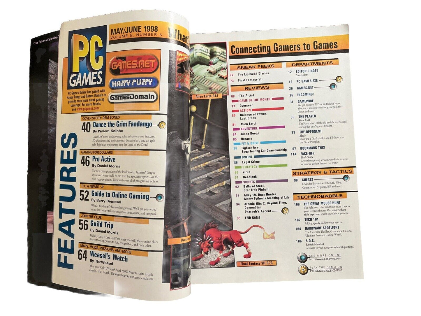 Vintage Collectable PC Games Magazine Vol.5 No.5 1998 Grim Fandango