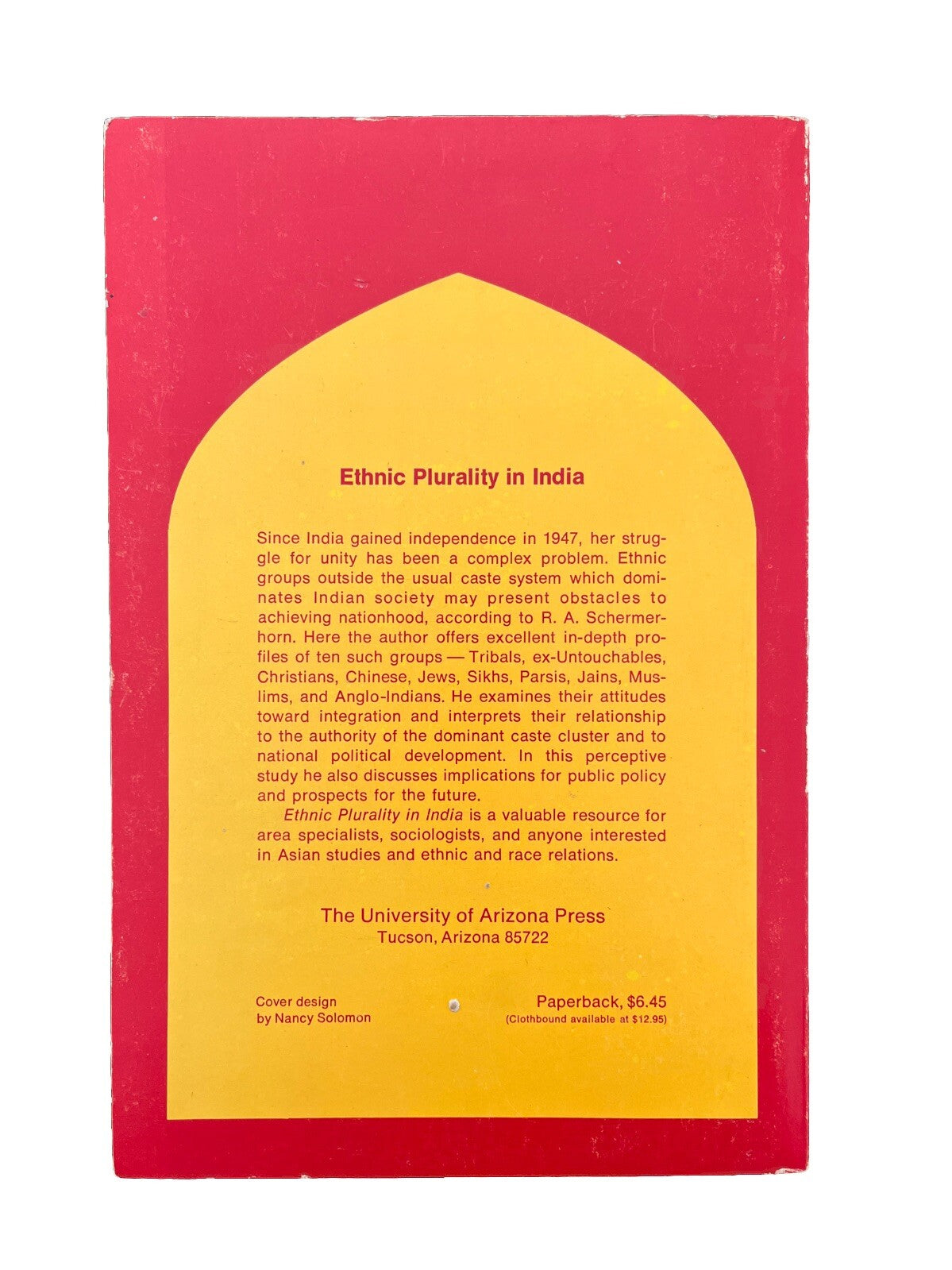 Classic Asian Sociologists Book Ethnic Plurality In India By R.A.Schermerhorn