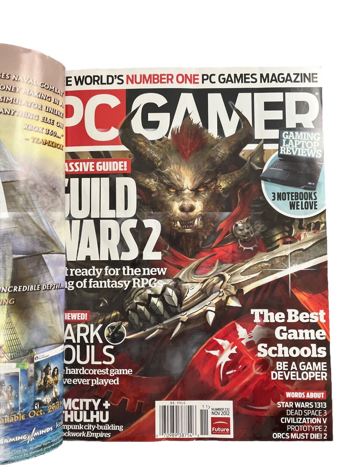 NOVEMBER 2012 PC GAMER #232 video game magazine - PORT ROYALE 3 - GUILD WARS 2