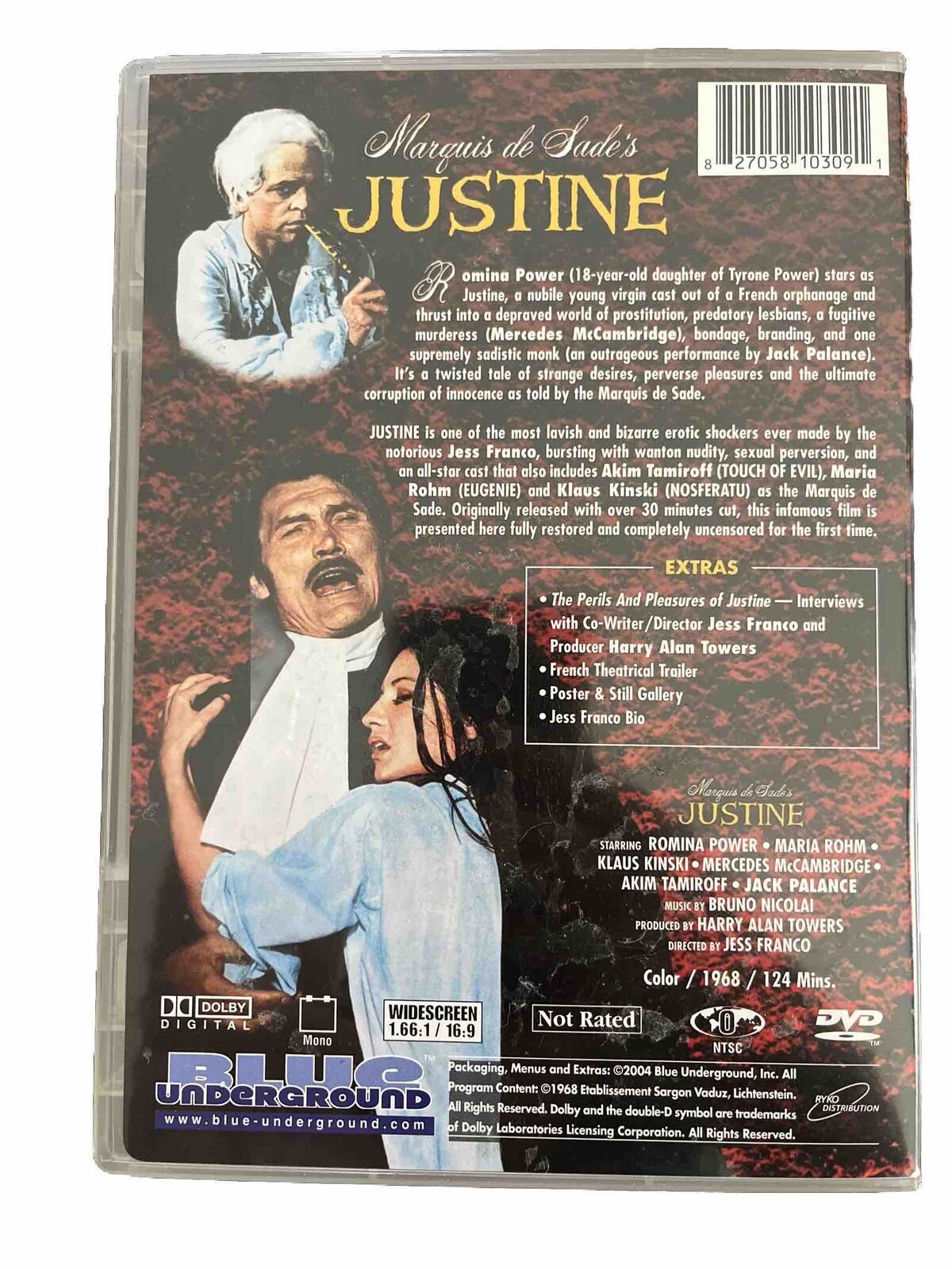 MARQUIS DE SADE'S JUSTINE EROTIC HORROR DVD '69 BLUE UNDERGROUND JESS FRANCO