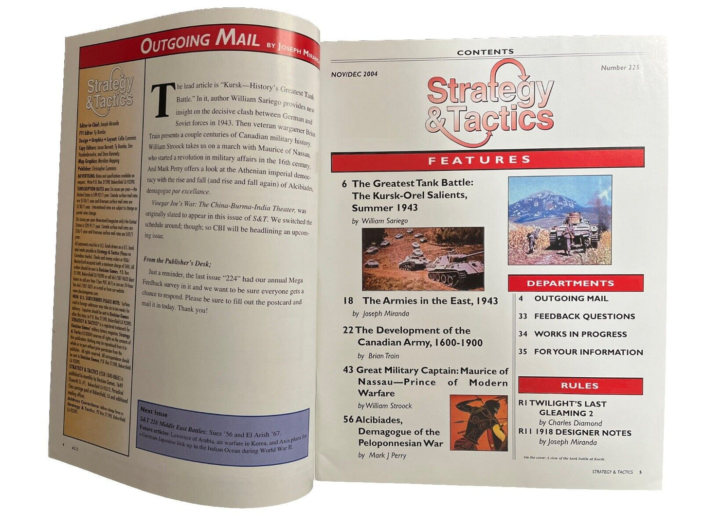 Strategy & Tactics Wargame Magazine #225 Greatest Tank Battle: Kursk,Summer 1943